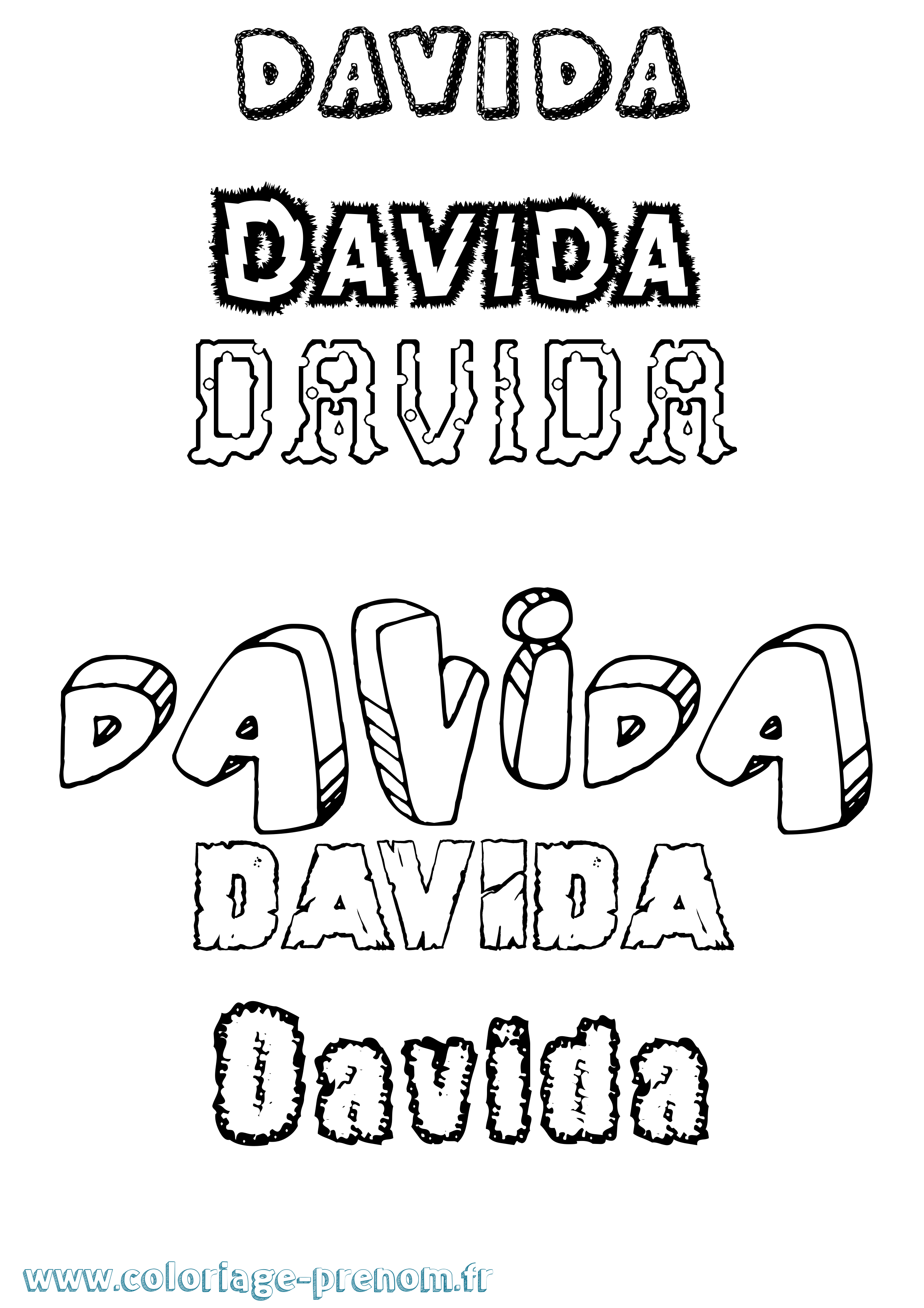 Coloriage Davida Destructuré Coloriage prénom Davida Destructuré
