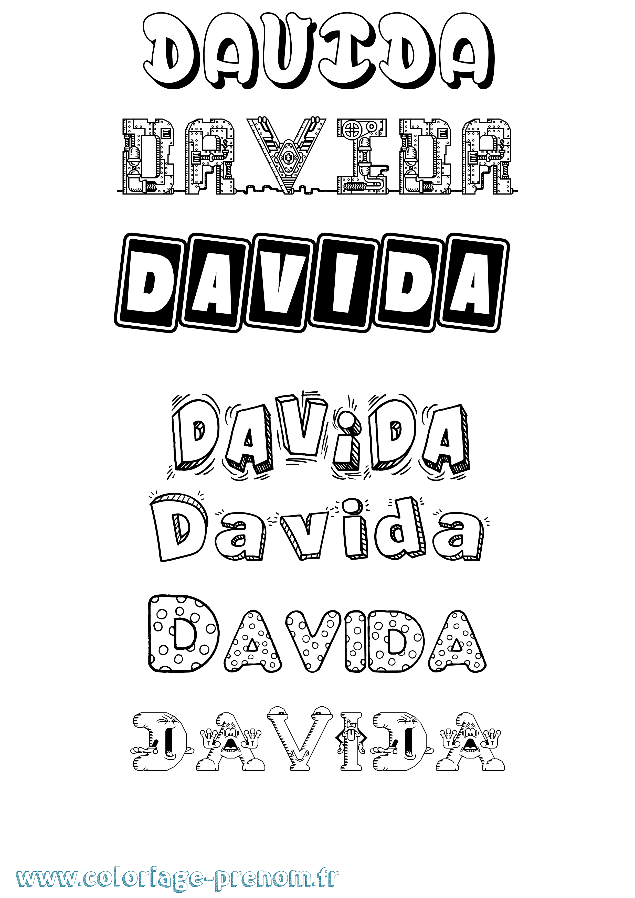 Coloriage Davida Fun Coloriage prénom Davida Fun