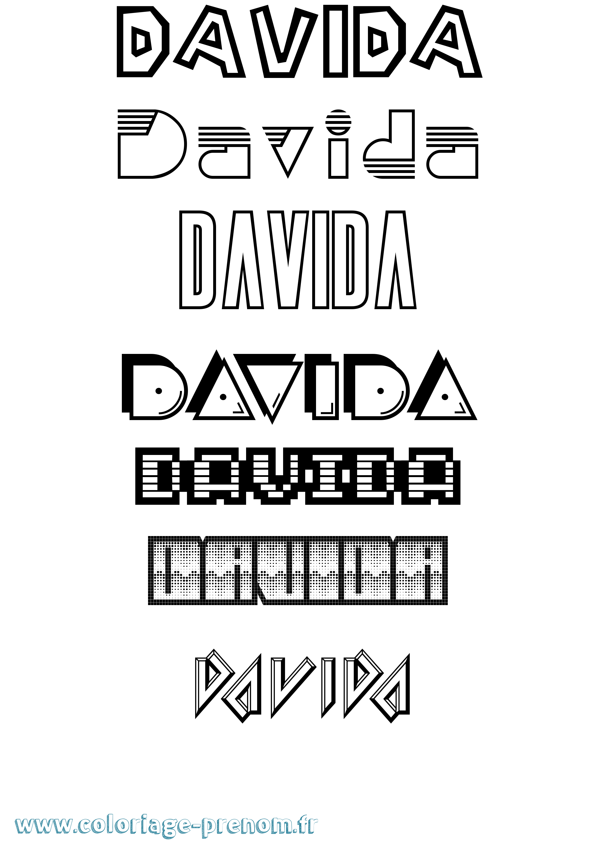Coloriage Davida Jeux Vidéos Coloriage prénom Davida Jeux Vidéos