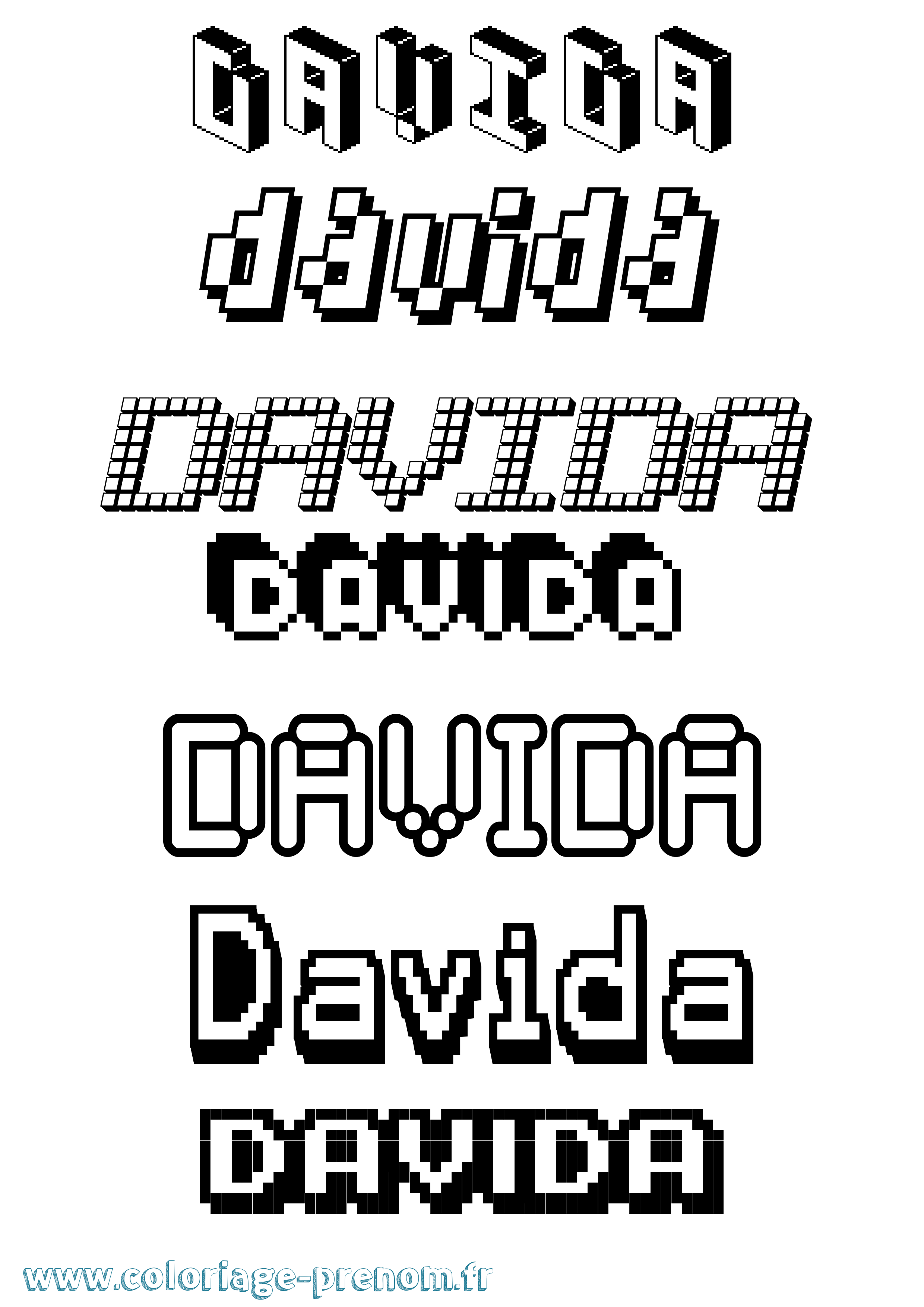 Coloriage Davida Pixel Coloriage prénom Davida Pixel