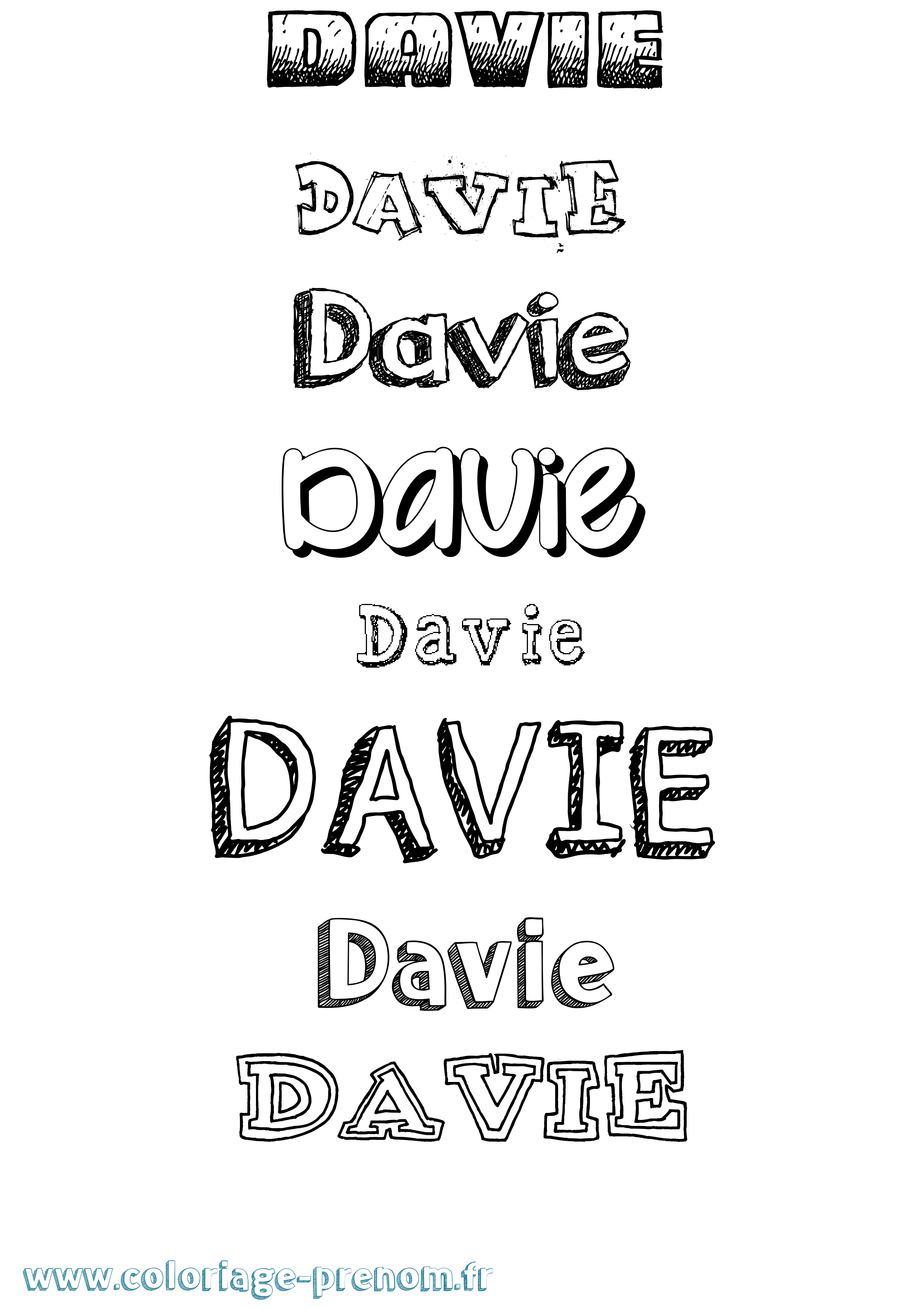 Coloriage prénom Davie Dessiné