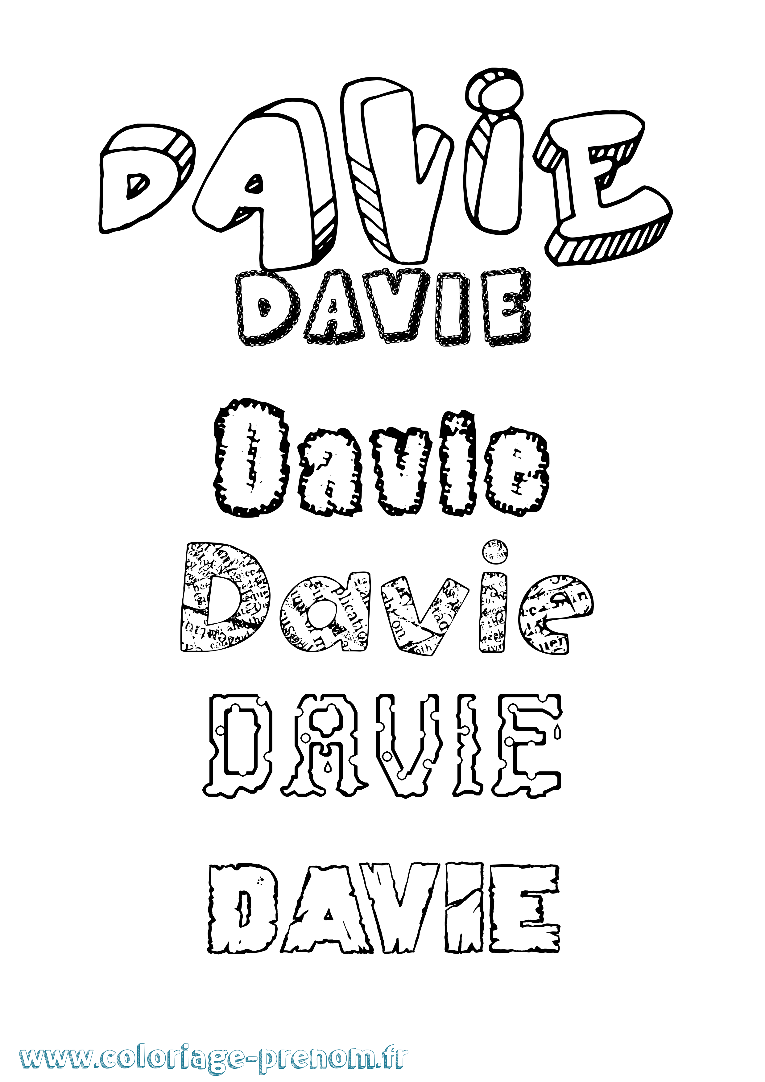 Coloriage prénom Davie Destructuré