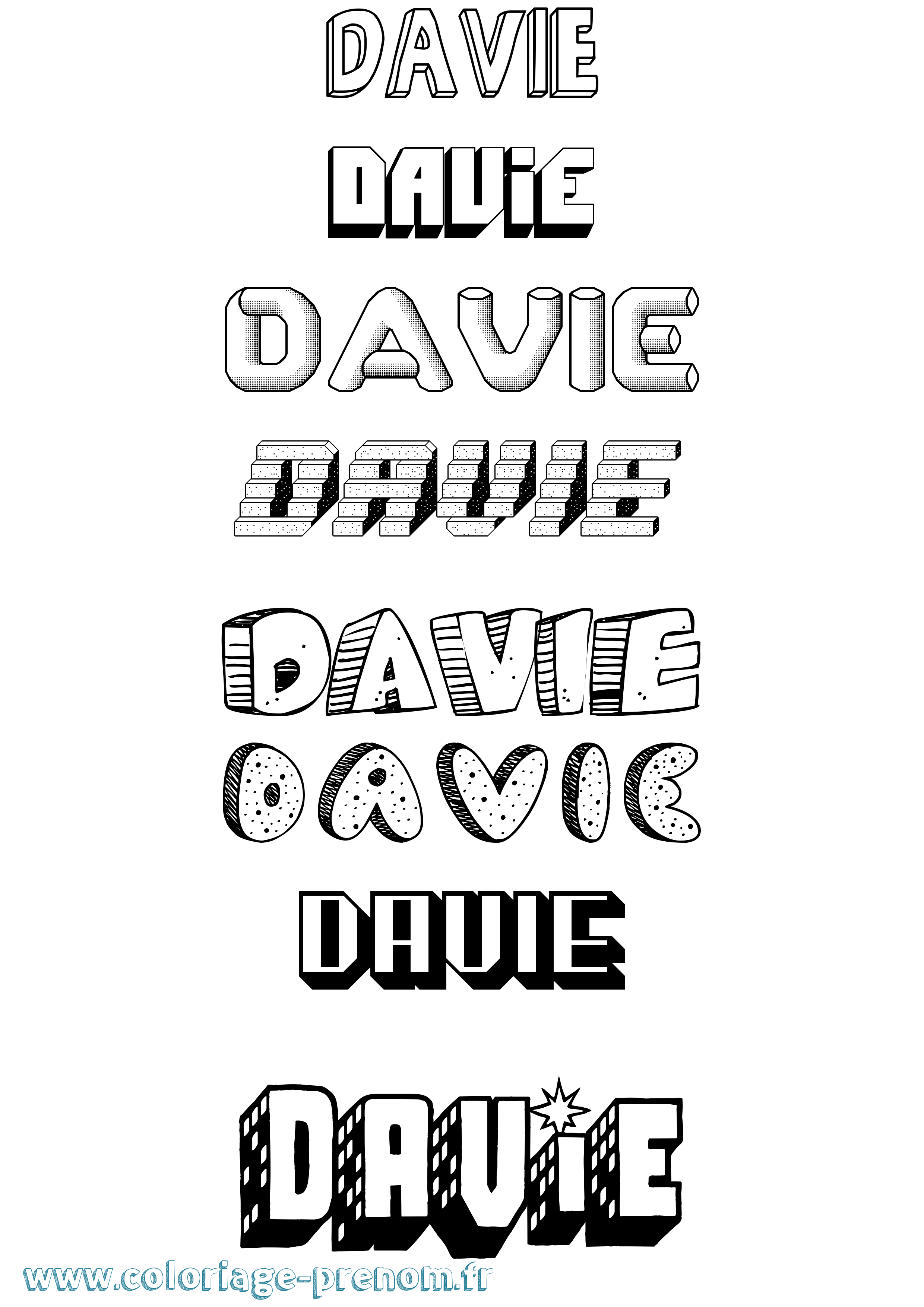 Coloriage prénom Davie Effet 3D