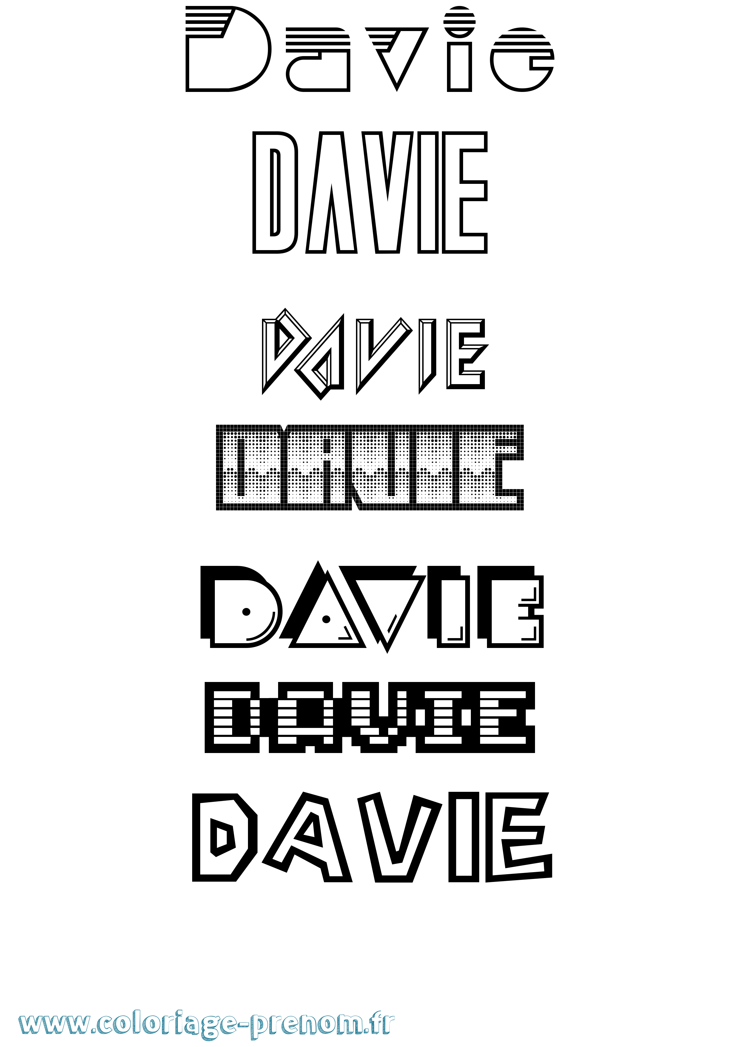 Coloriage prénom Davie Jeux Vidéos