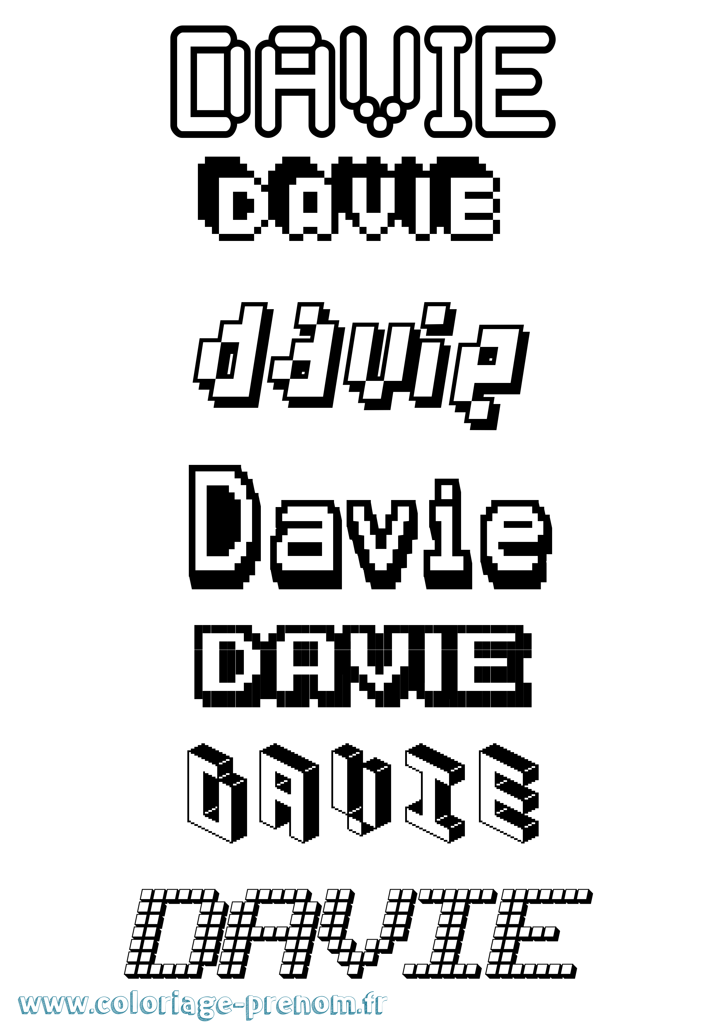 Coloriage prénom Davie Pixel