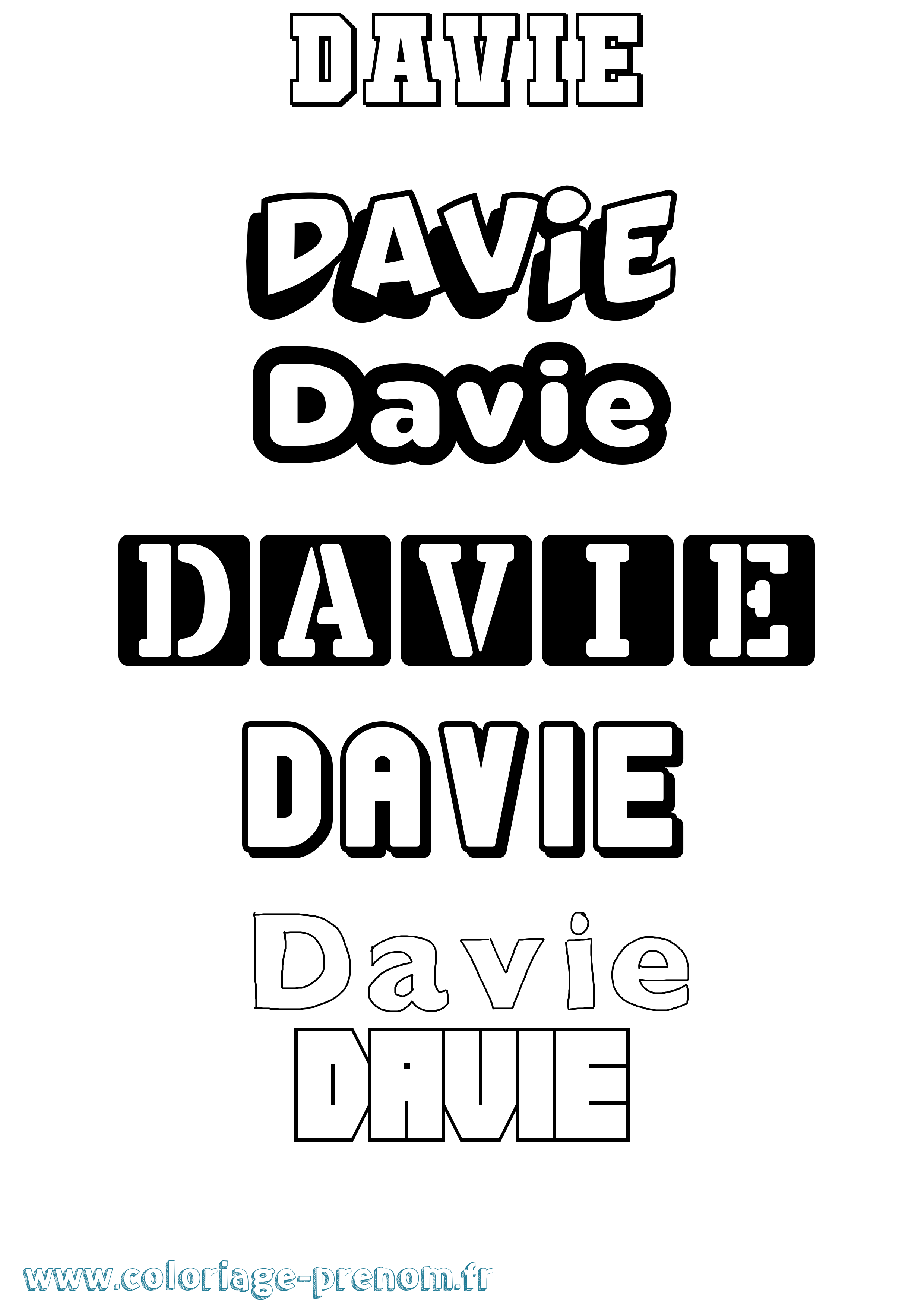 Coloriage prénom Davie Simple