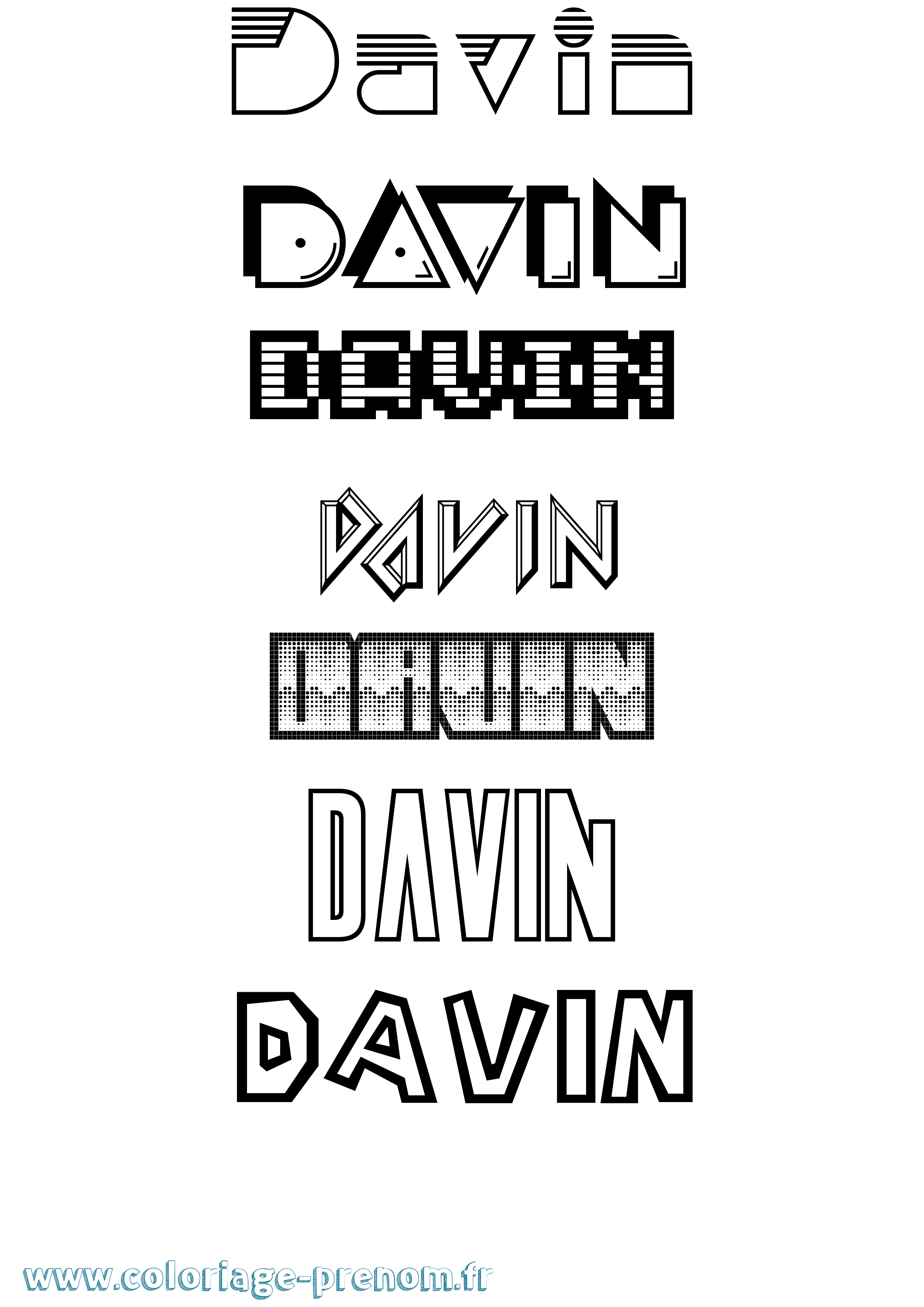 Coloriage prénom Davin Jeux Vidéos