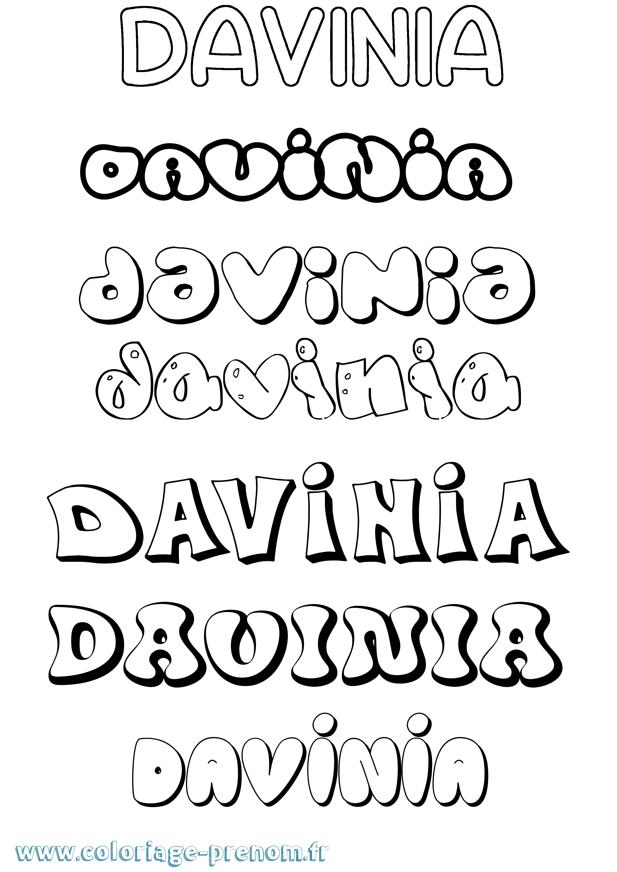 Coloriage Davinia Bubble Coloriage prénom Davinia Bubble