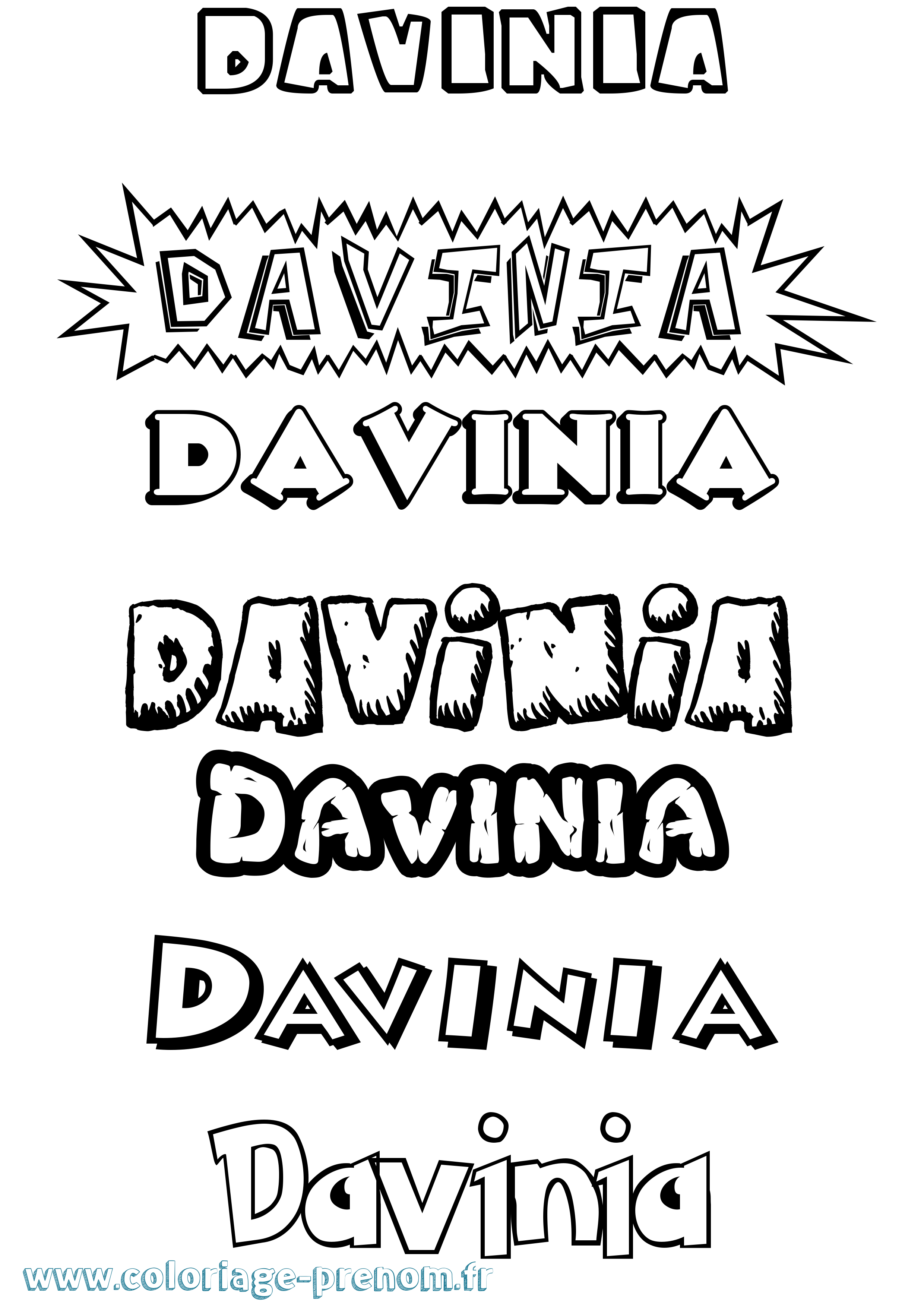 Coloriage Davinia Dessin Animé Coloriage prénom Davinia Dessin Animé