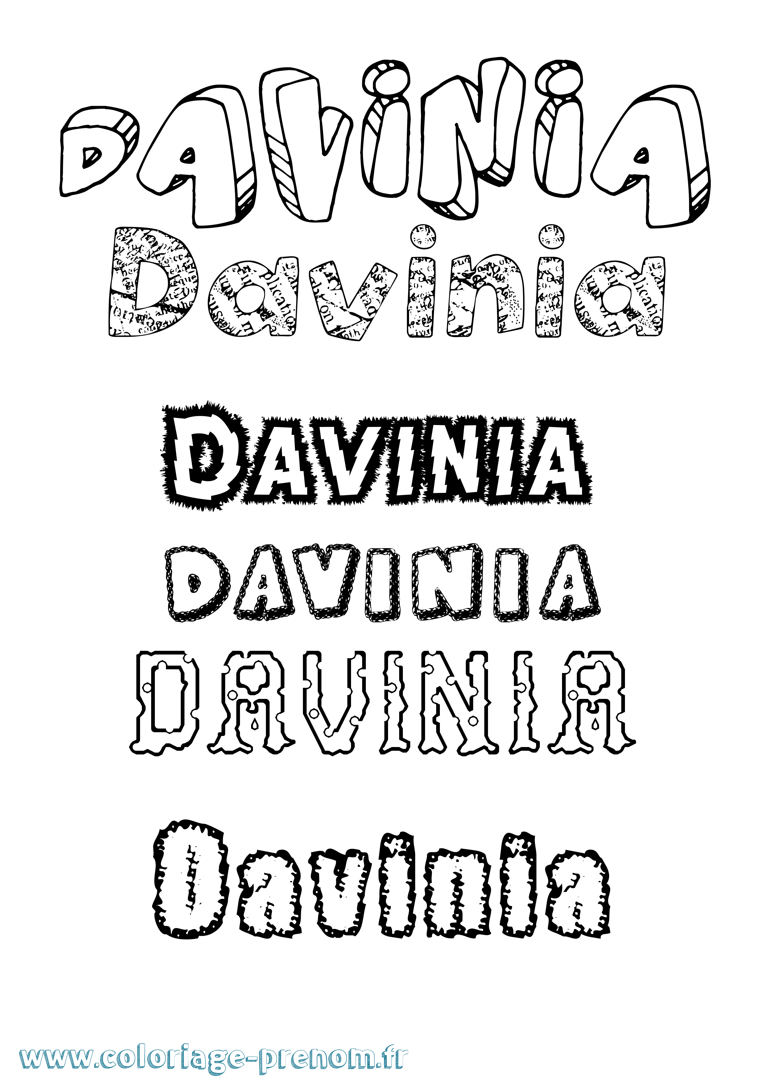 Coloriage Davinia Destructuré Coloriage prénom Davinia Destructuré