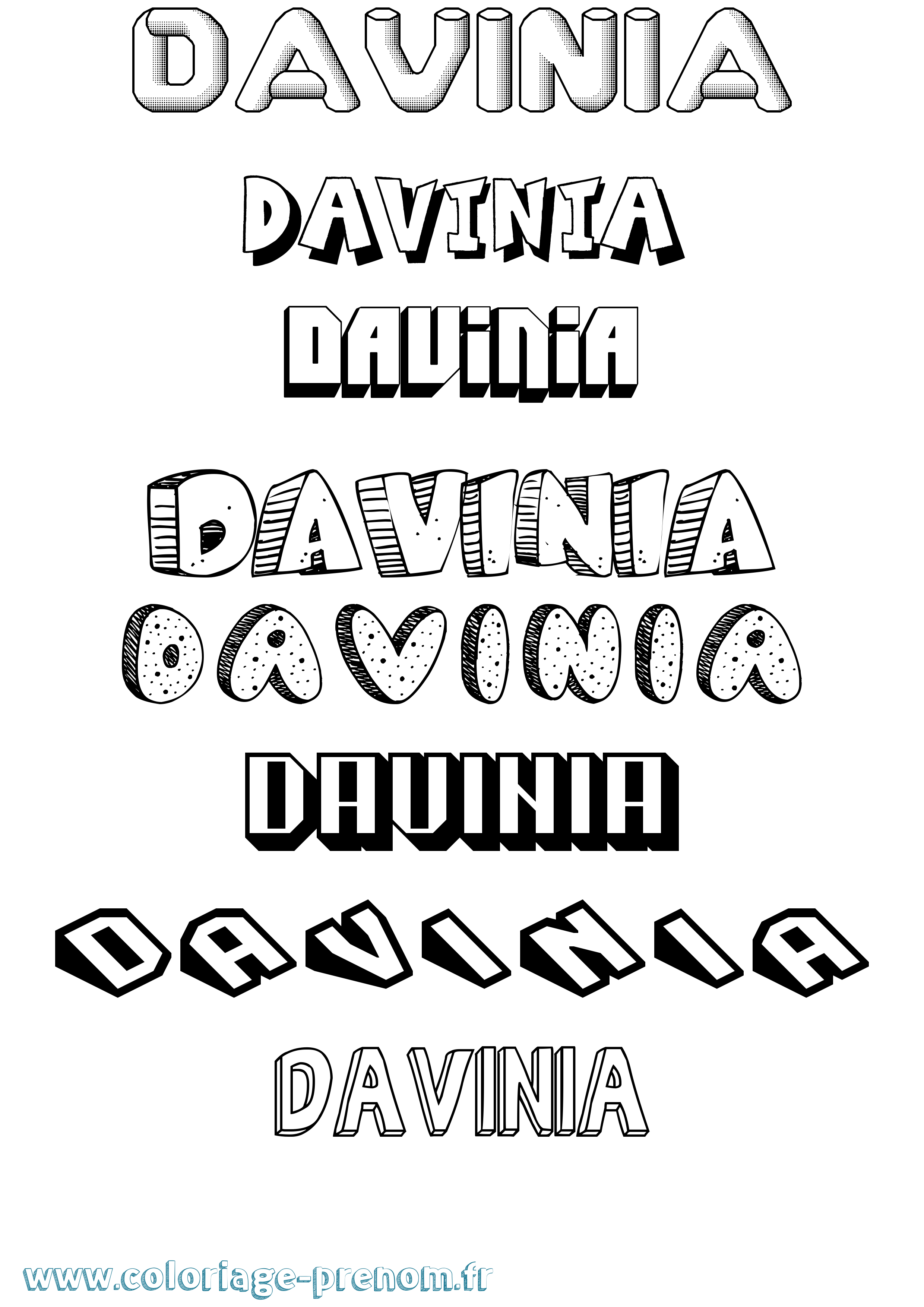Coloriage prénom Davinia Effet 3D