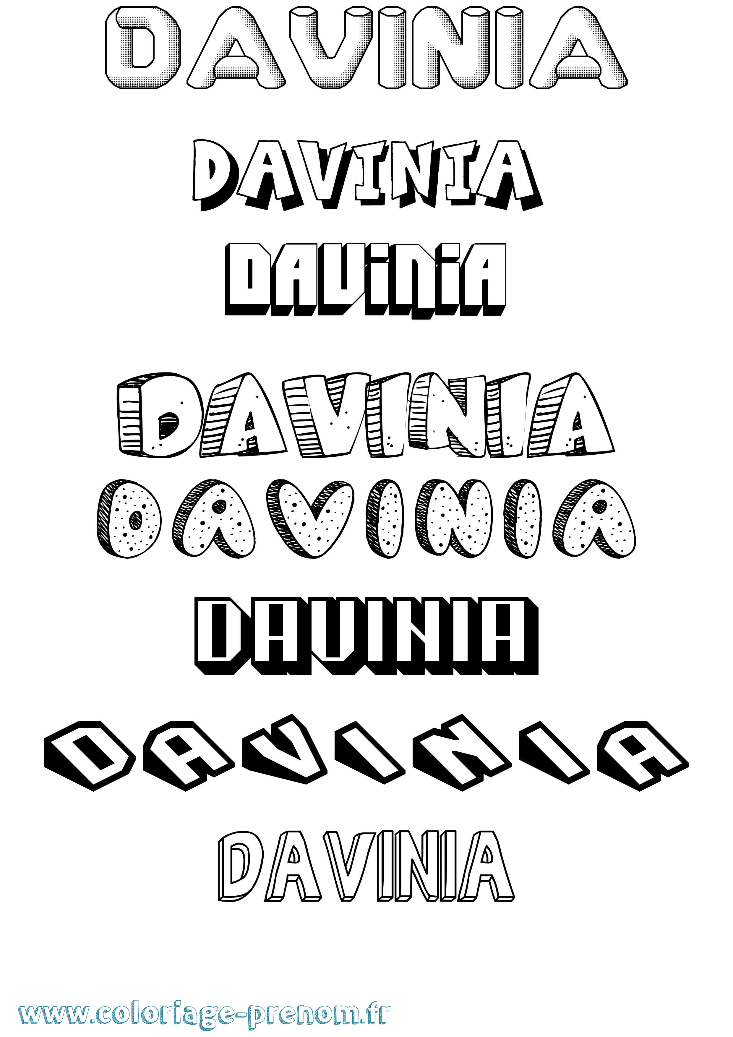 Coloriage Davinia Effet 3D Coloriage prénom Davinia Effet 3D