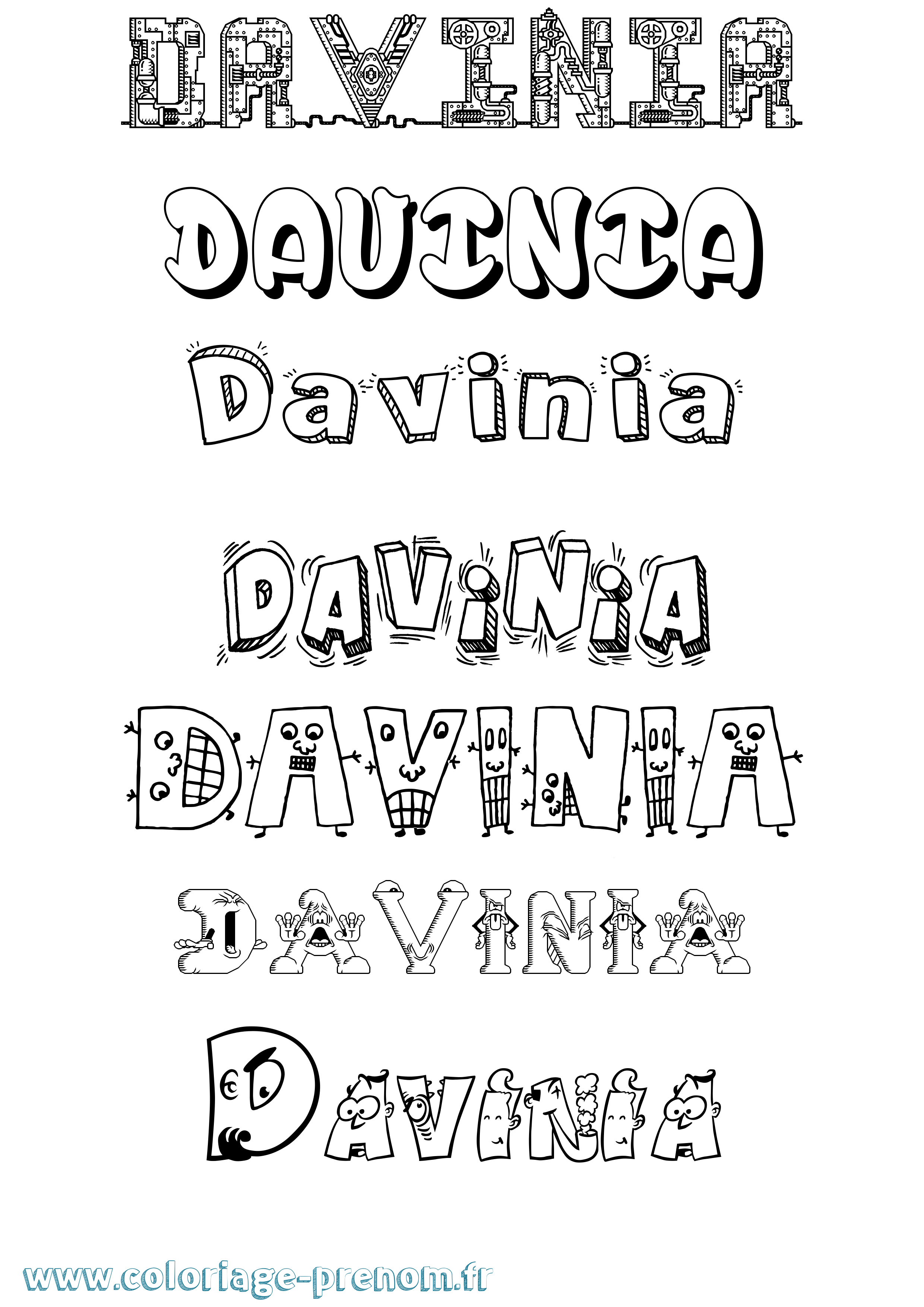 Coloriage prénom Davinia Fun