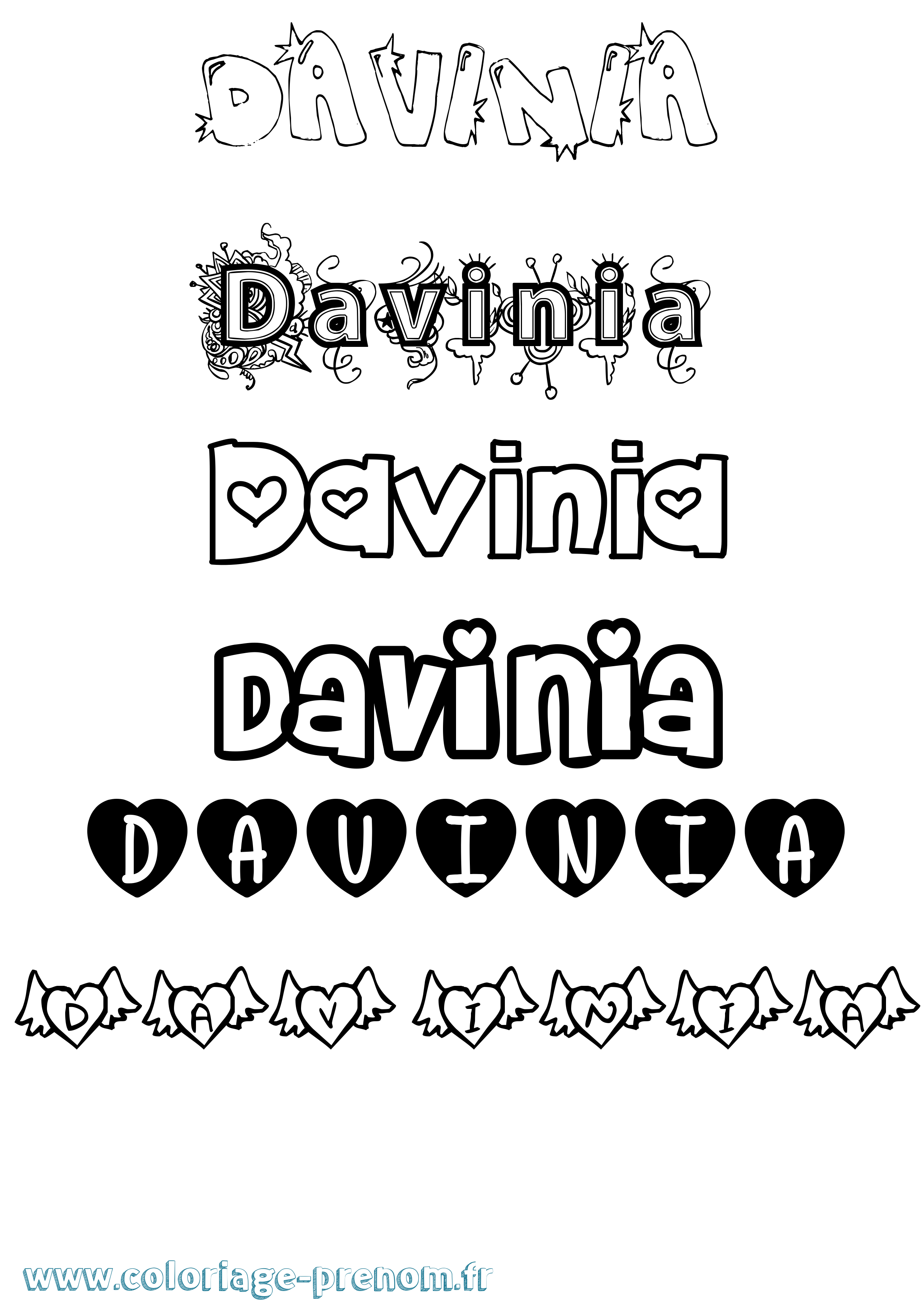Coloriage Davinia Girly Coloriage prénom Davinia Girly
