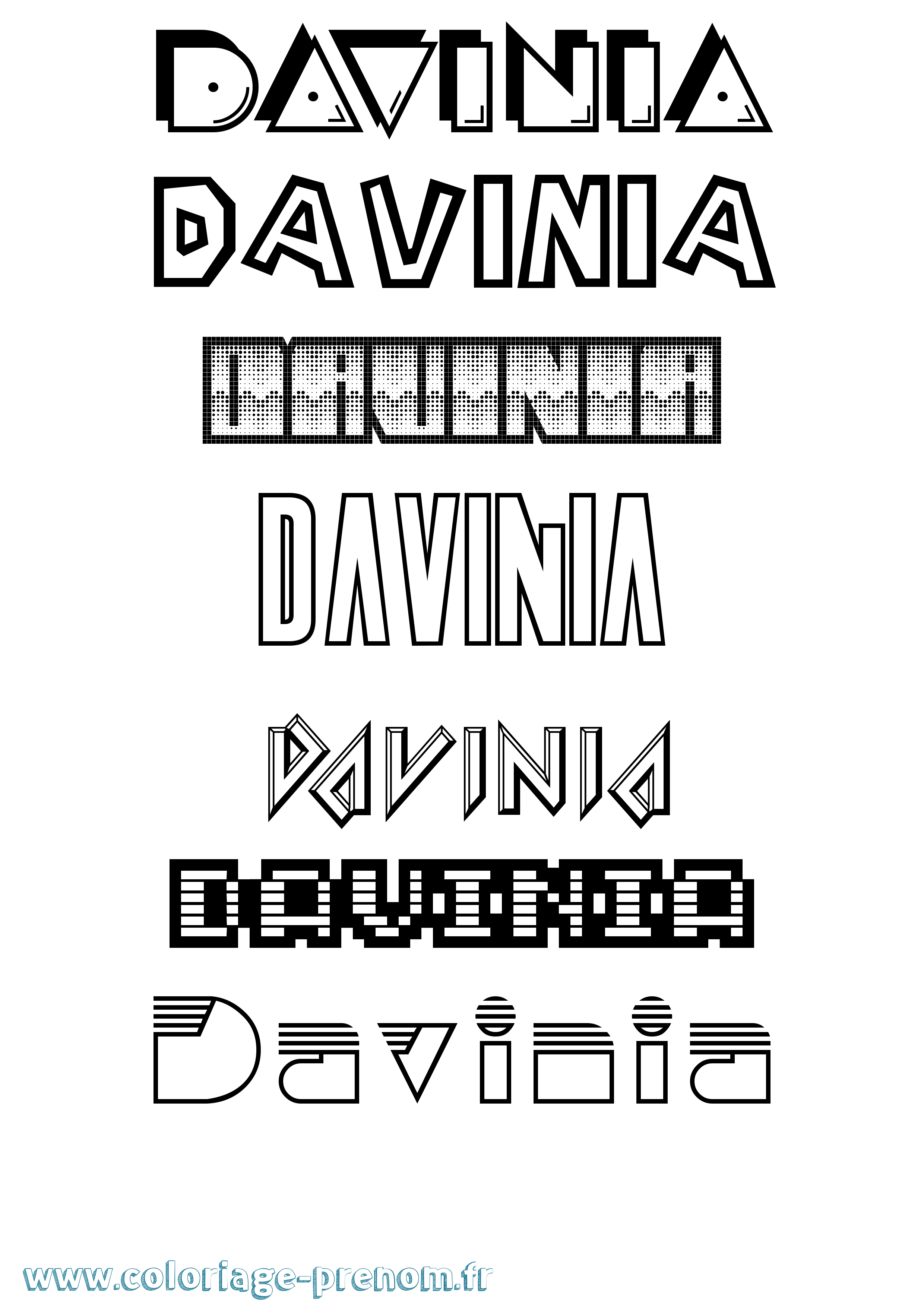 Coloriage prénom Davinia Jeux Vidéos