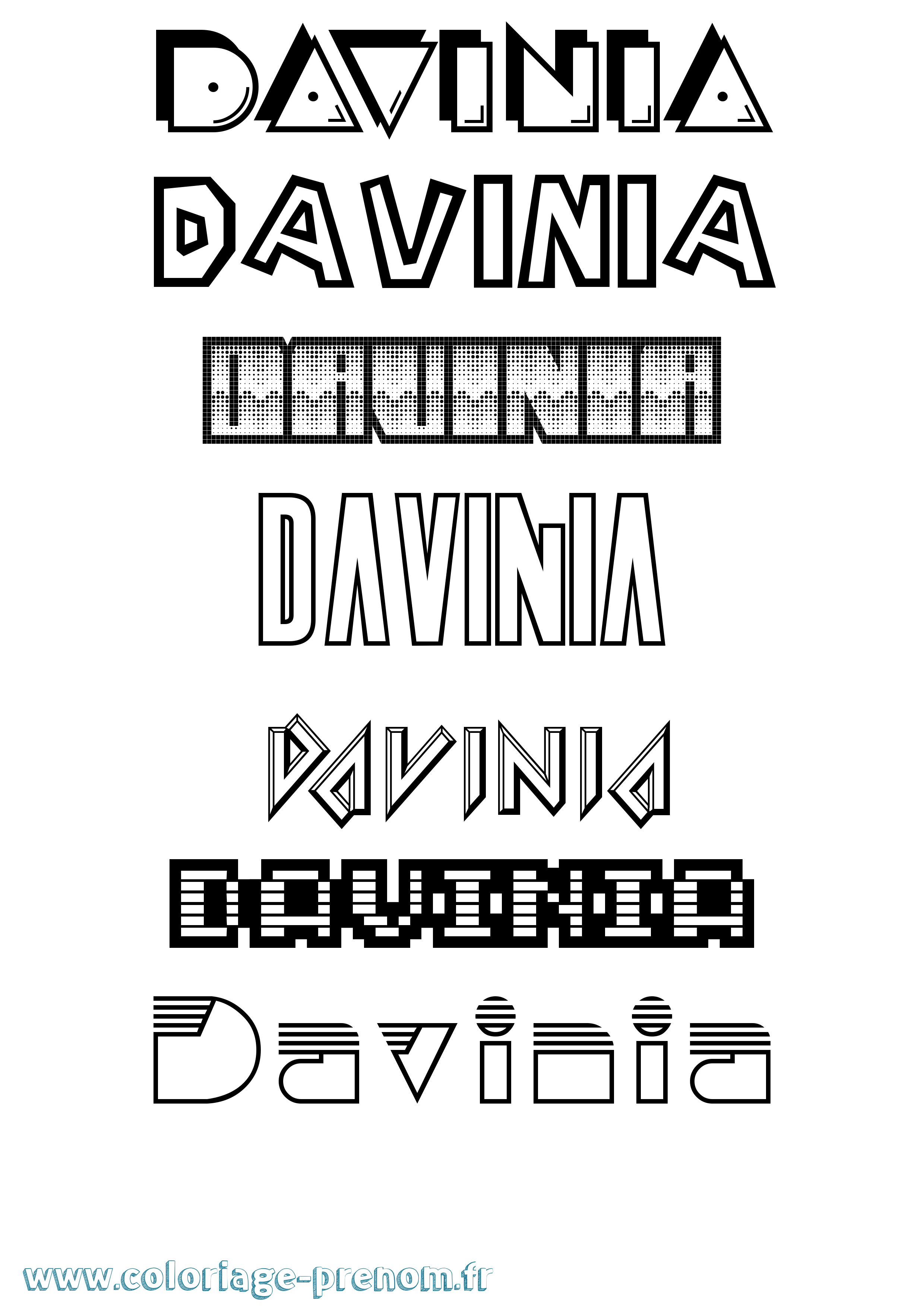 Coloriage Davinia Jeux Vidéos Coloriage prénom Davinia Jeux Vidéos