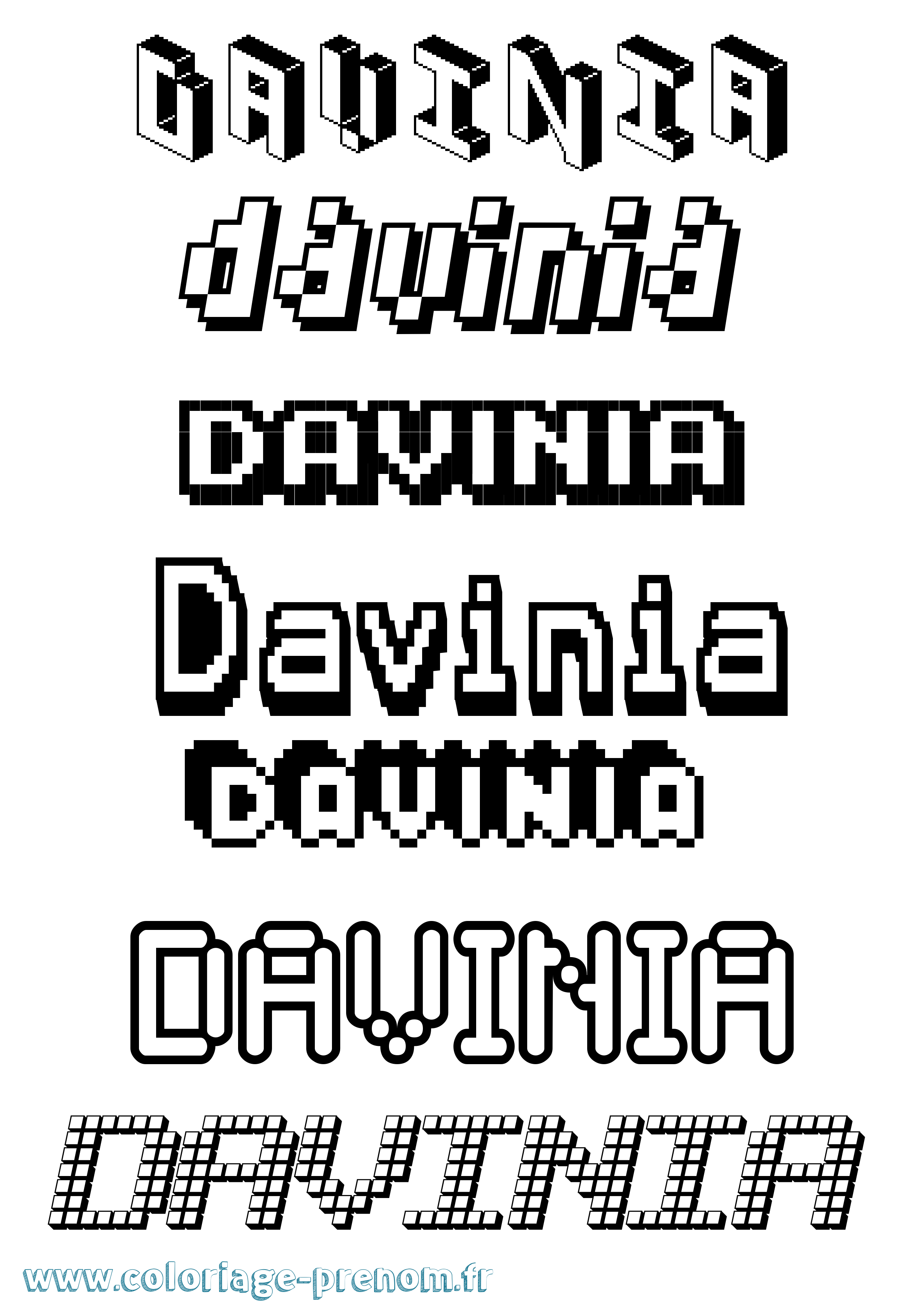 Coloriage Davinia Pixel Coloriage prénom Davinia Pixel