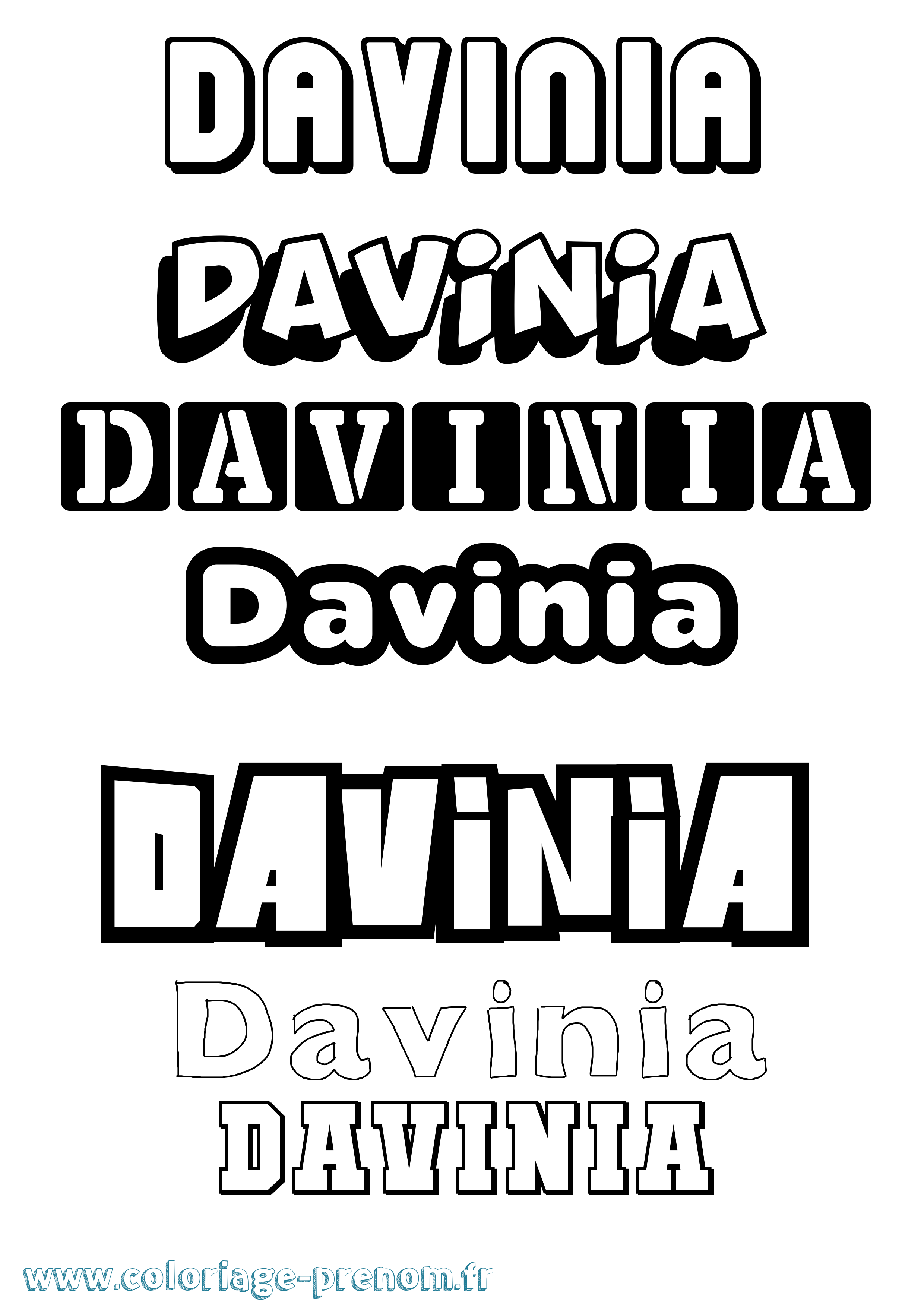 Coloriage prénom Davinia Simple