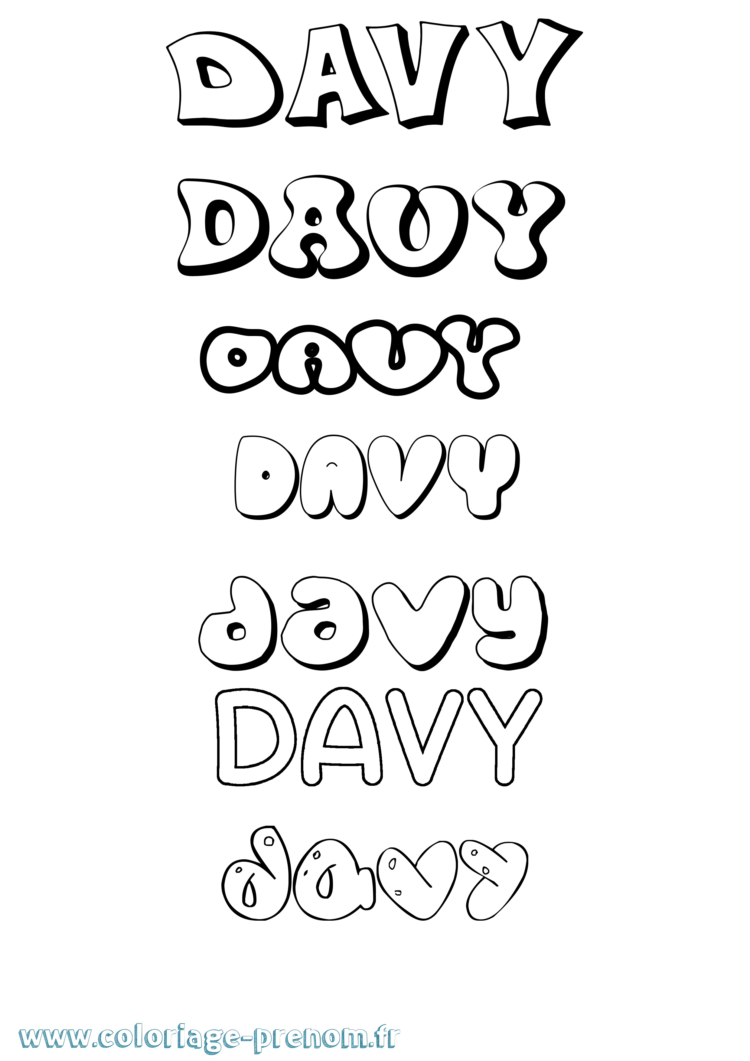 Coloriage Davy Bubble Coloriage prénom Davy Bubble