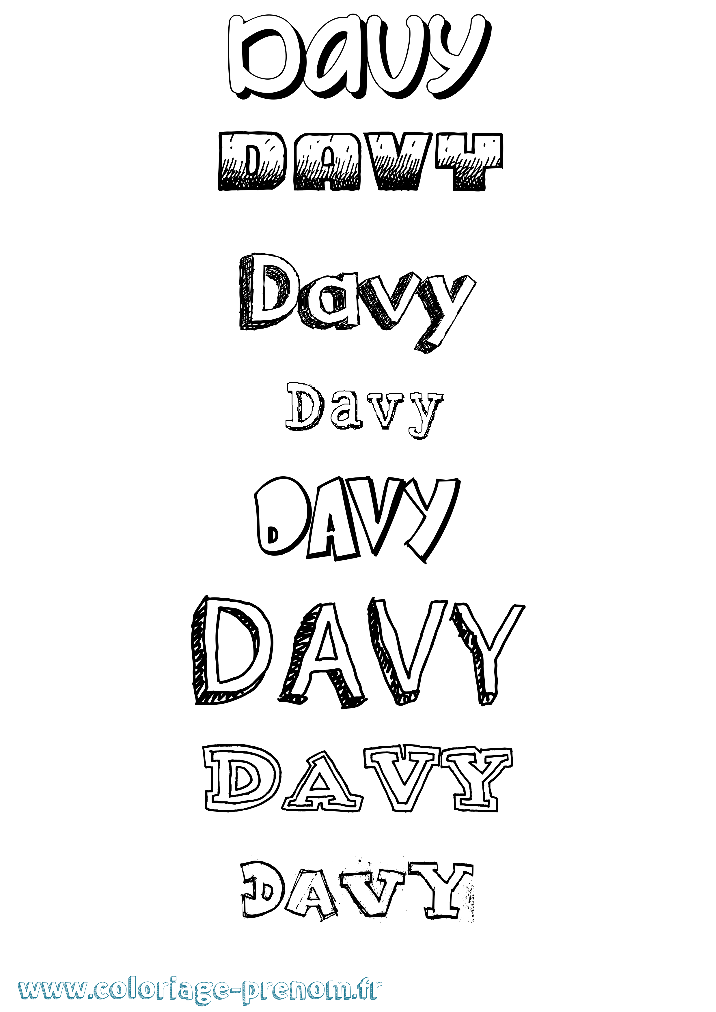 Coloriage Davy Dessiné Coloriage prénom Davy Dessiné