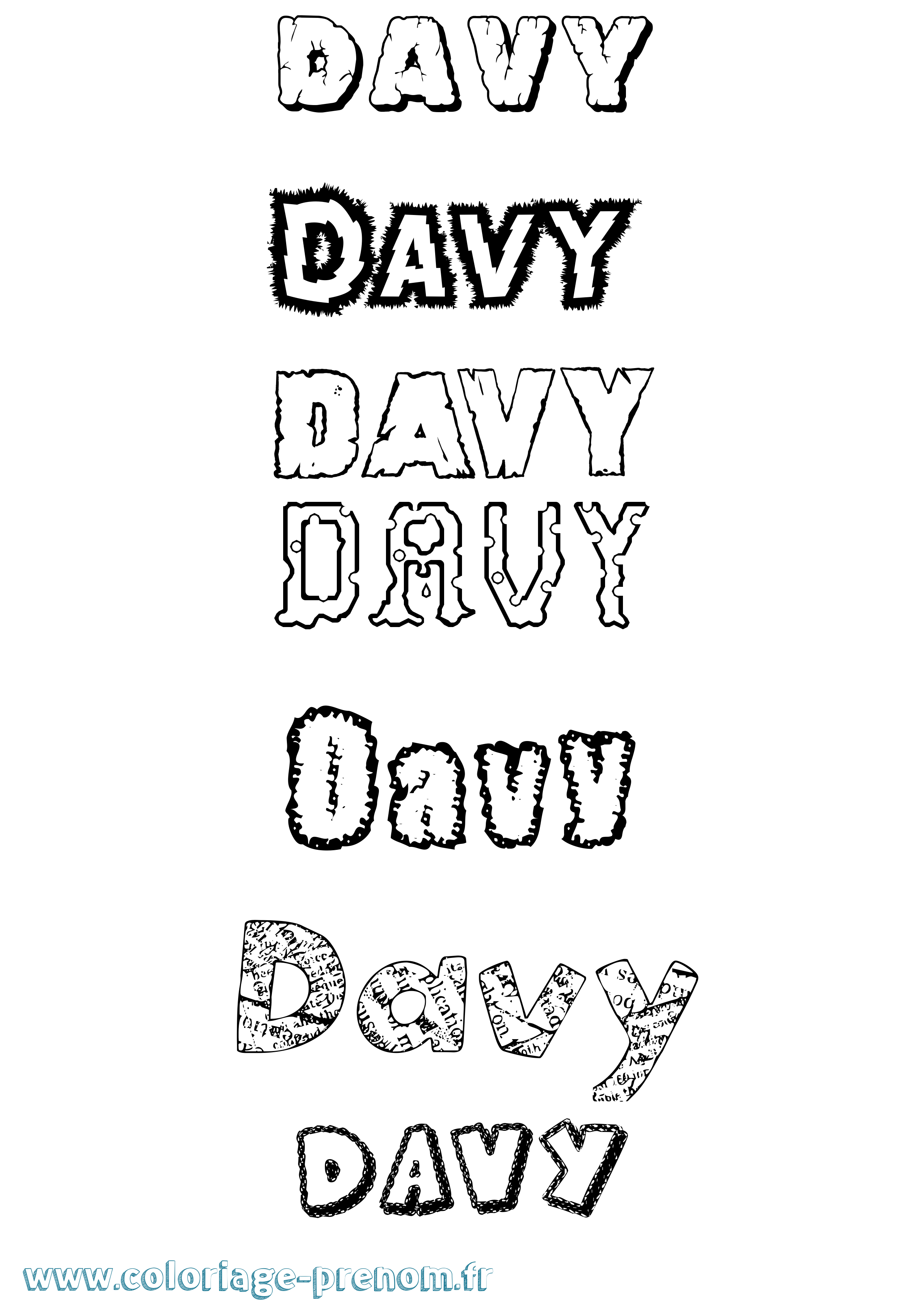 Coloriage prénom Davy Destructuré