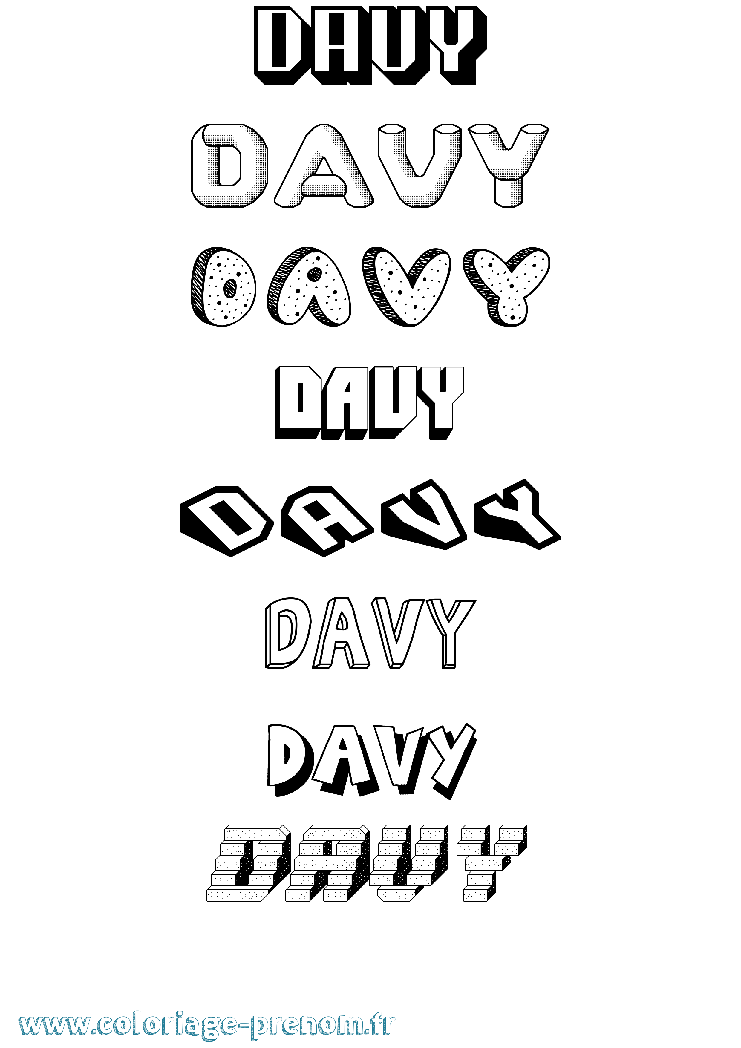 Coloriage Davy Effet 3D Coloriage prénom Davy Effet 3D