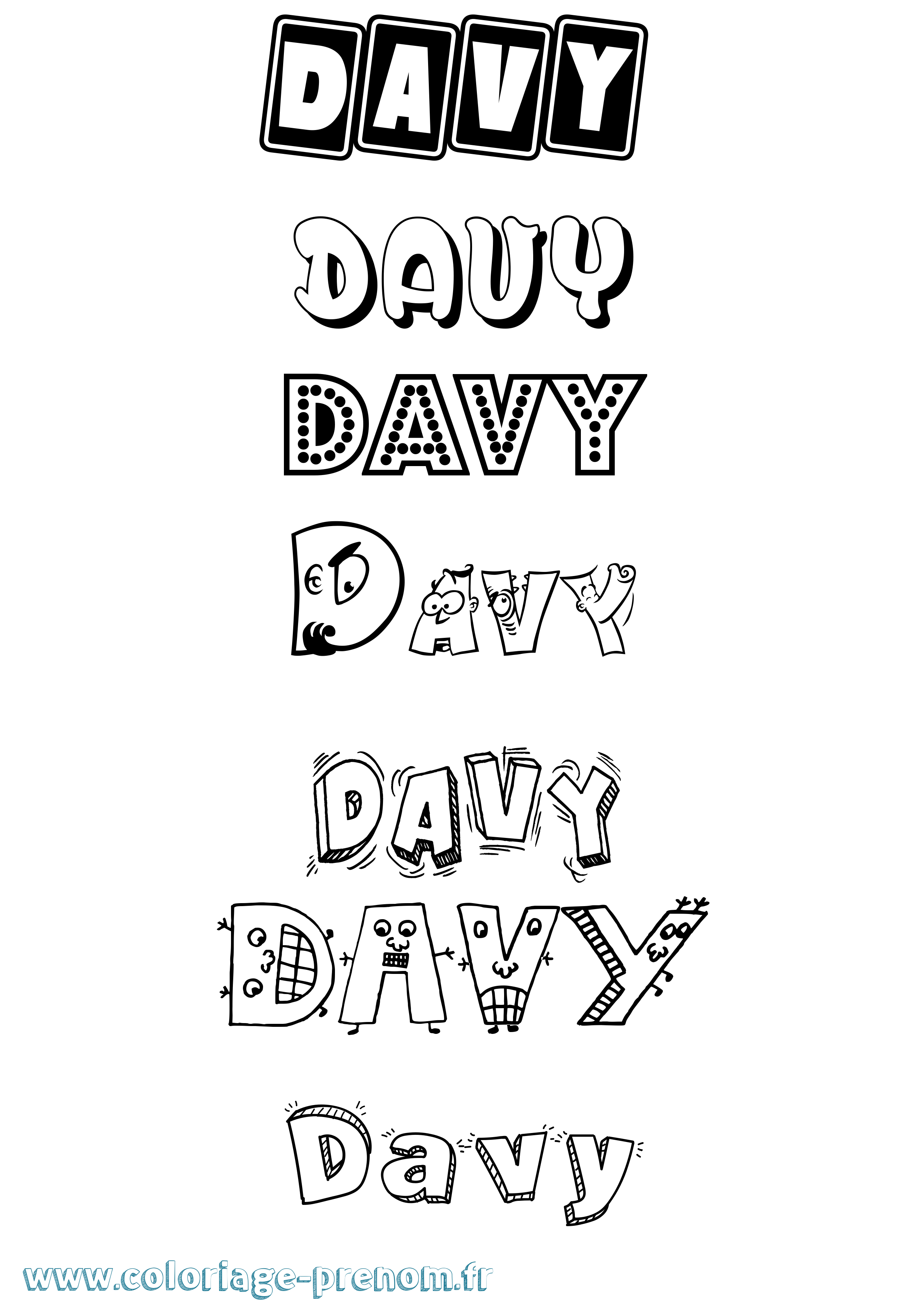 Coloriage prénom Davy Fun