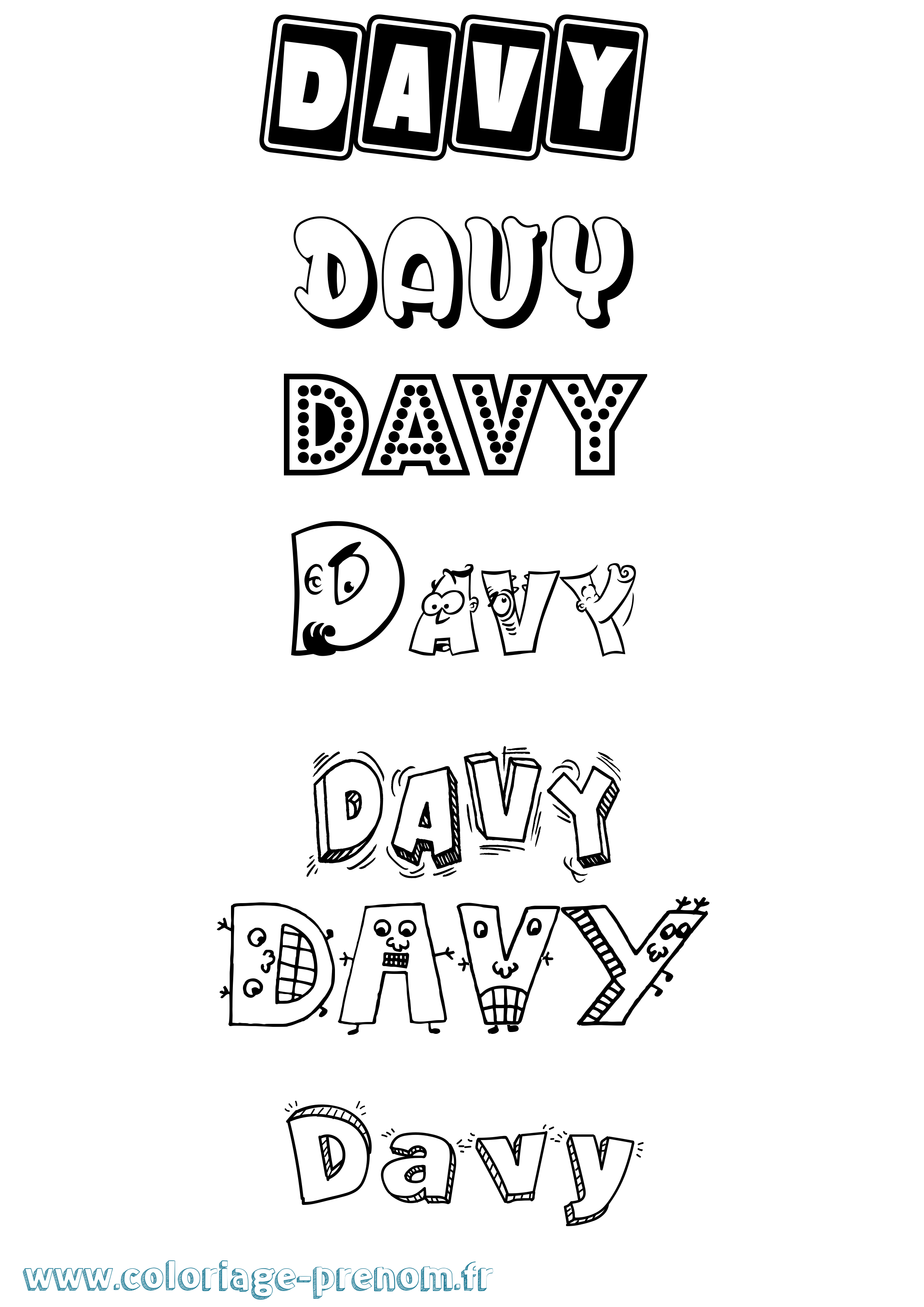 Coloriage Davy Fun Coloriage prénom Davy Fun