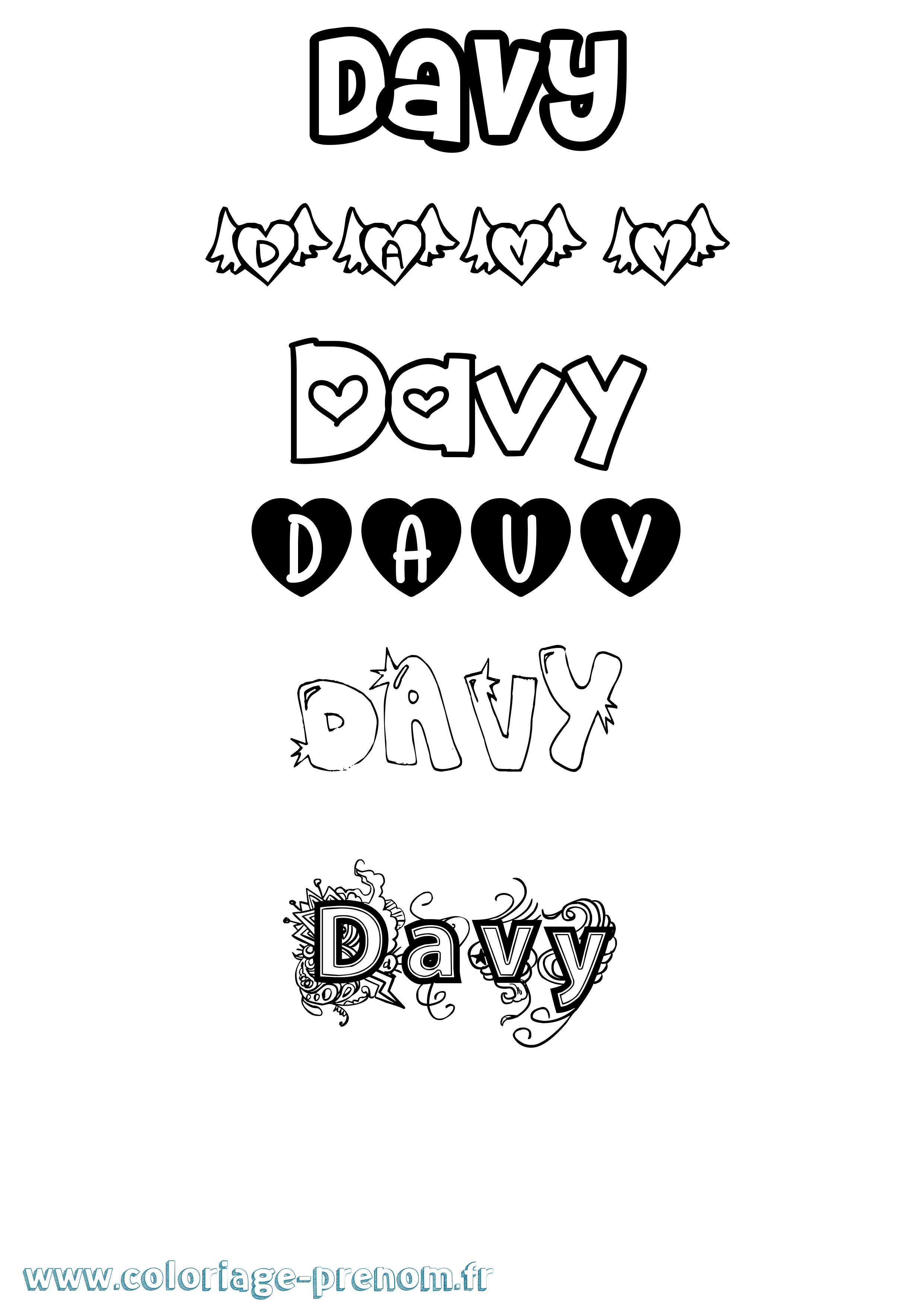 Coloriage Davy Girly Coloriage prénom Davy Girly
