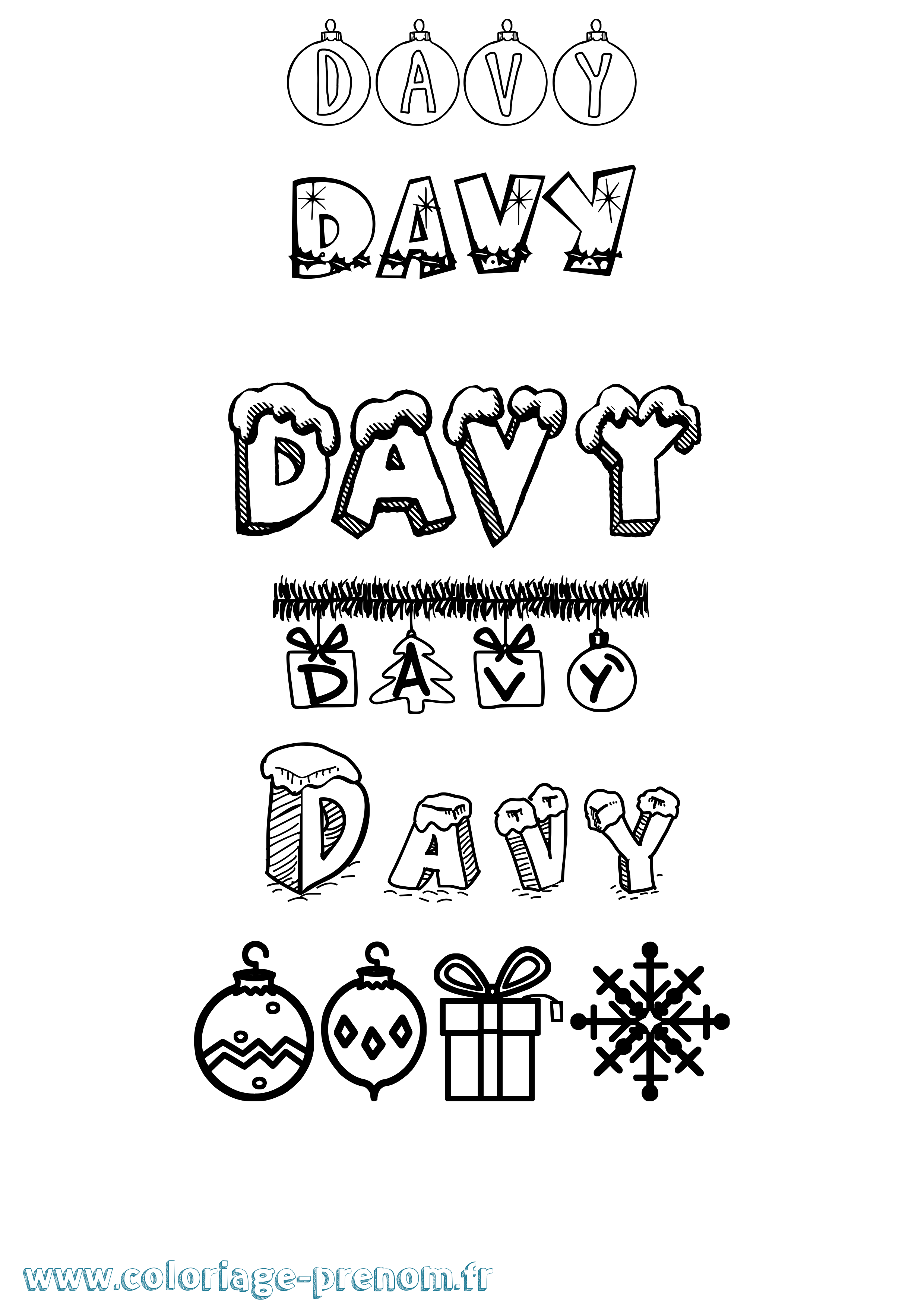 Coloriage Davy Noël Coloriage prénom Davy Noël