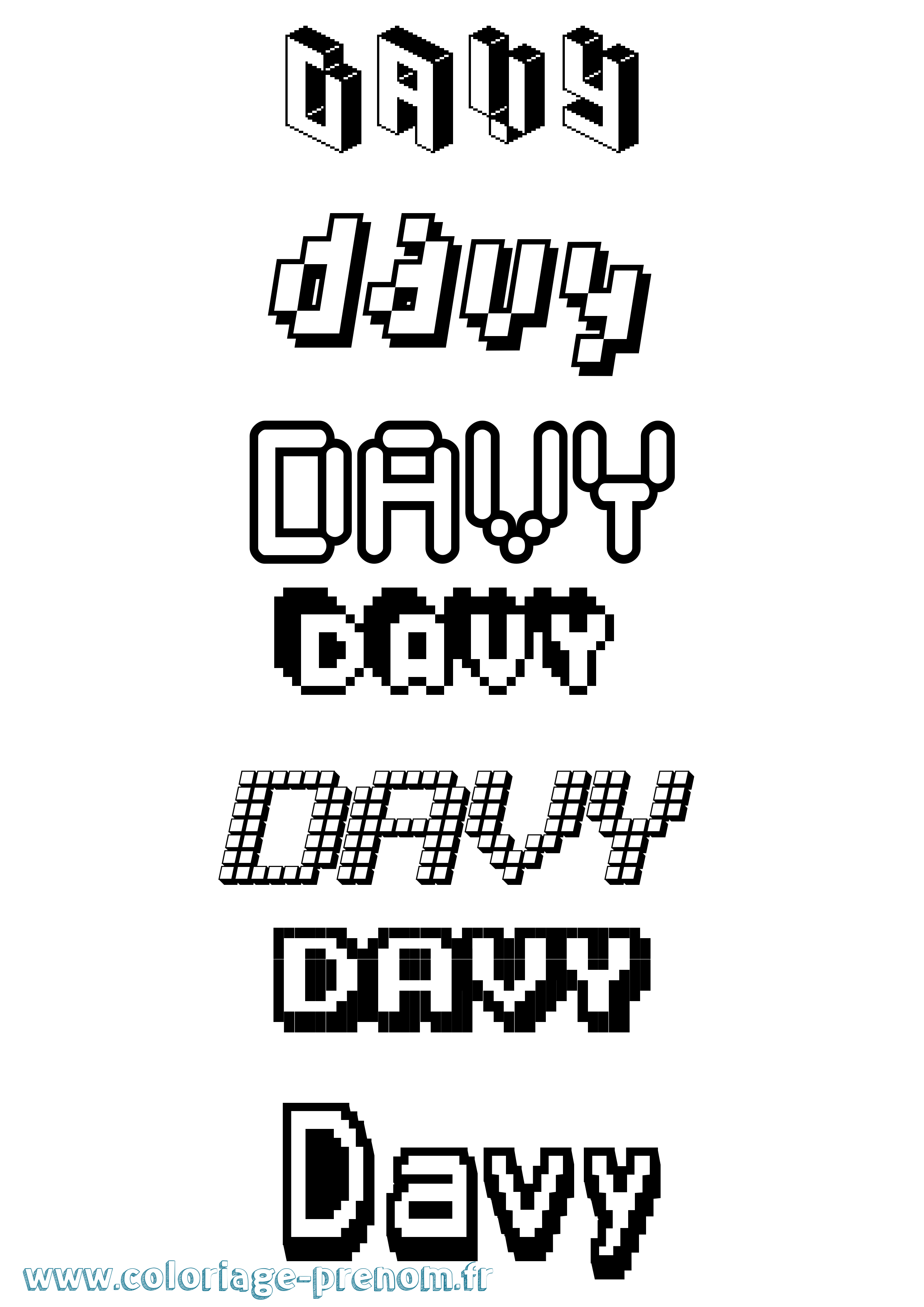 Coloriage Davy Pixel Coloriage prénom Davy Pixel