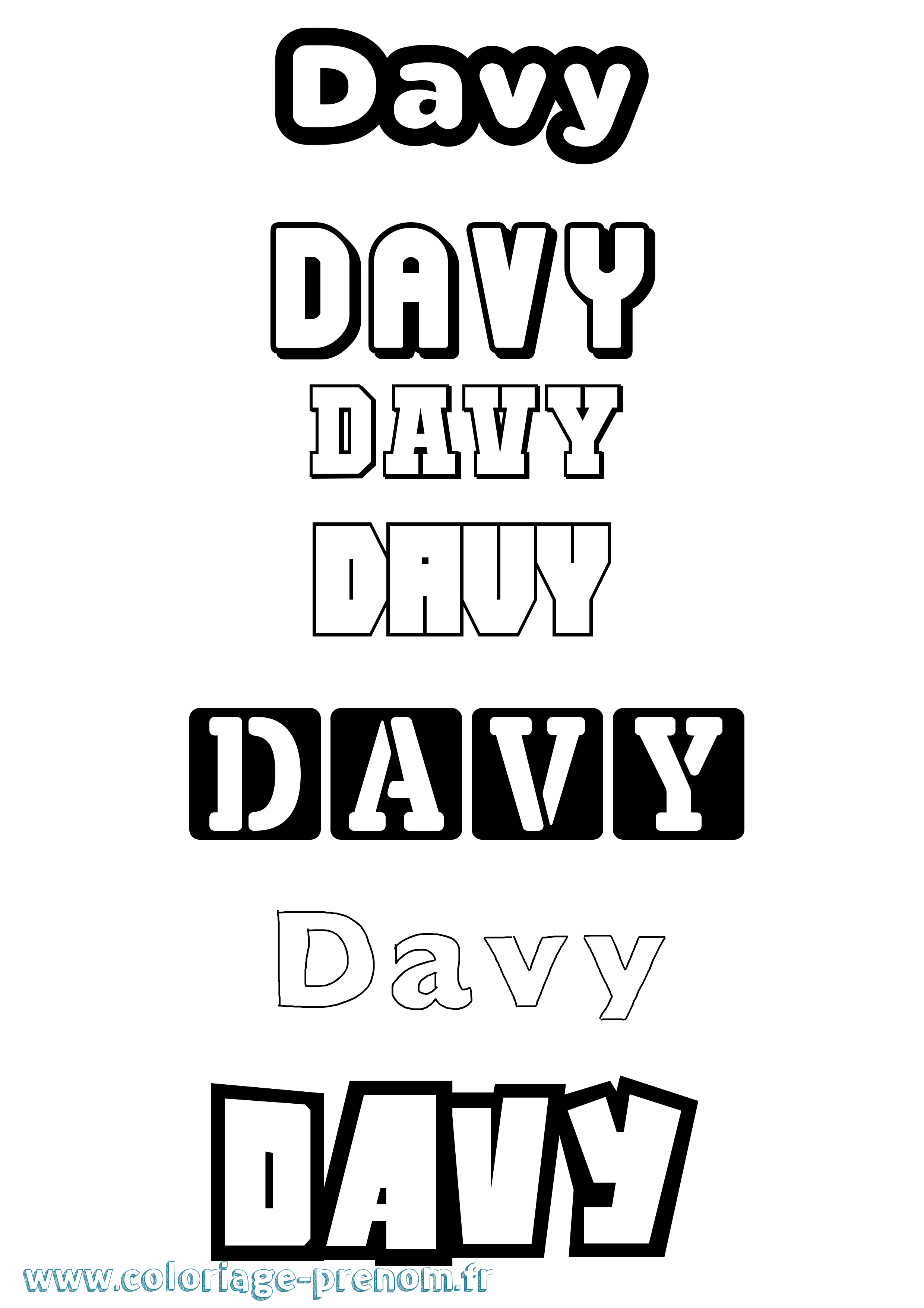 Coloriage prénom Davy Simple