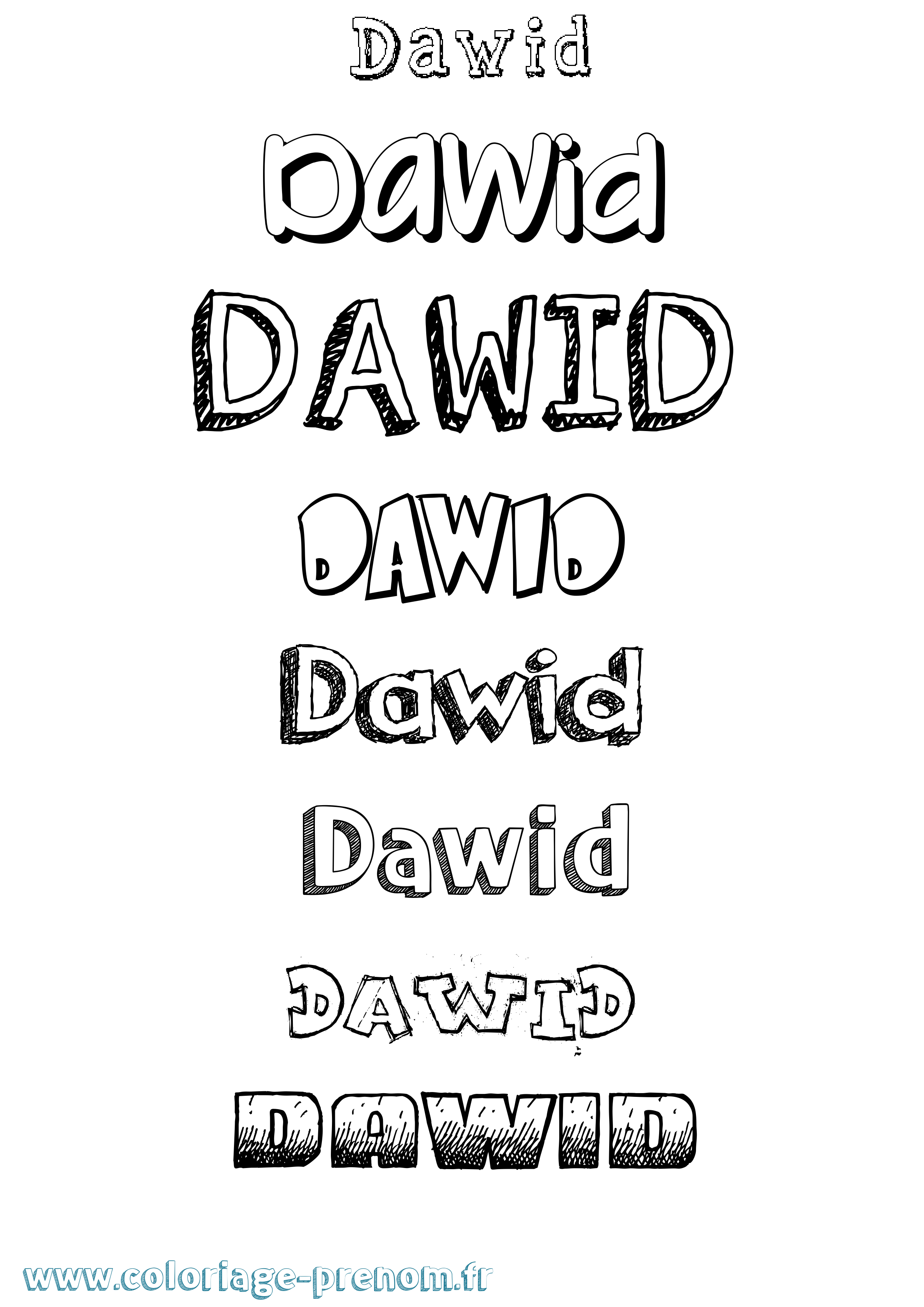 Coloriage prénom Dawid Dessiné