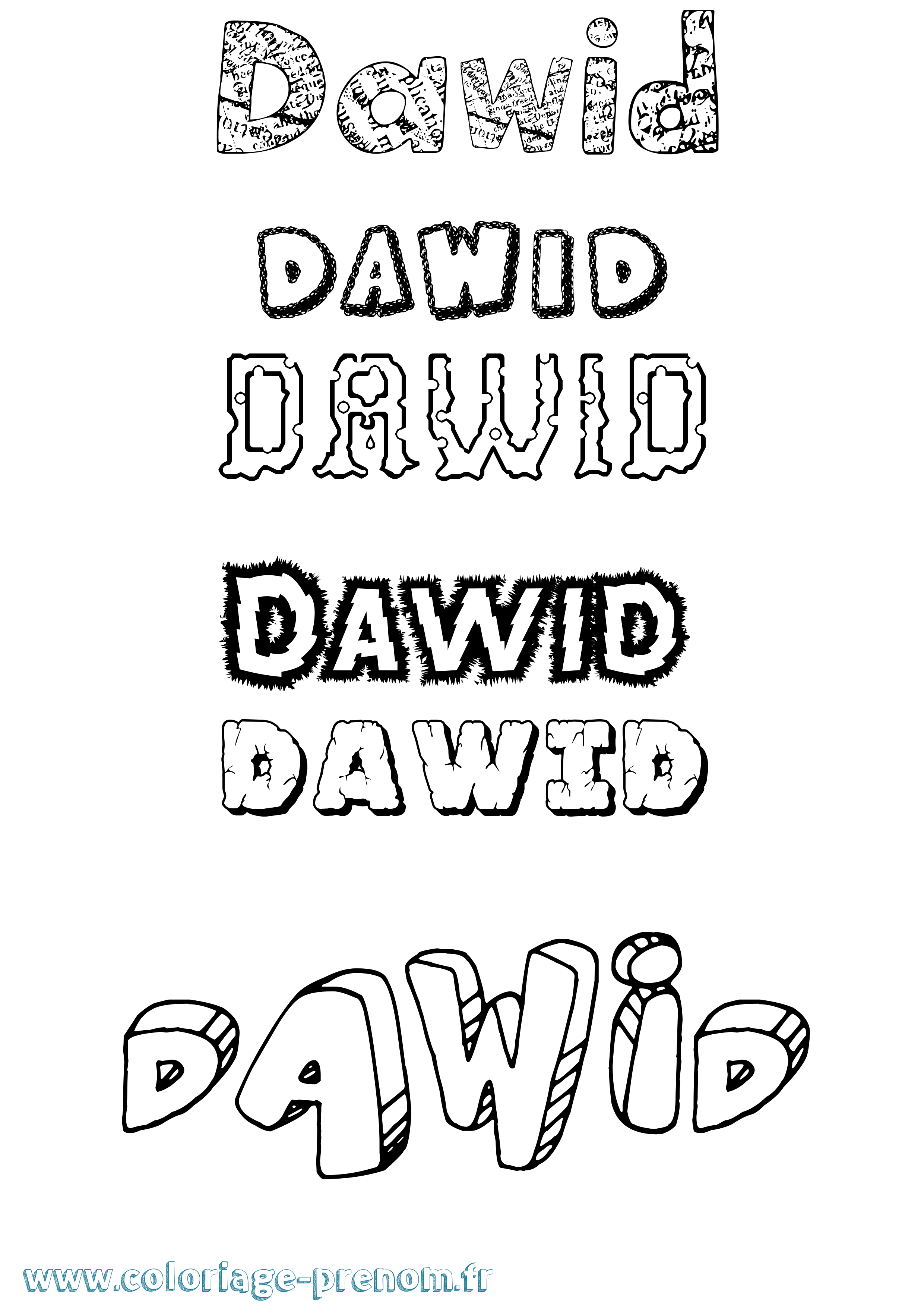 Coloriage prénom Dawid Destructuré