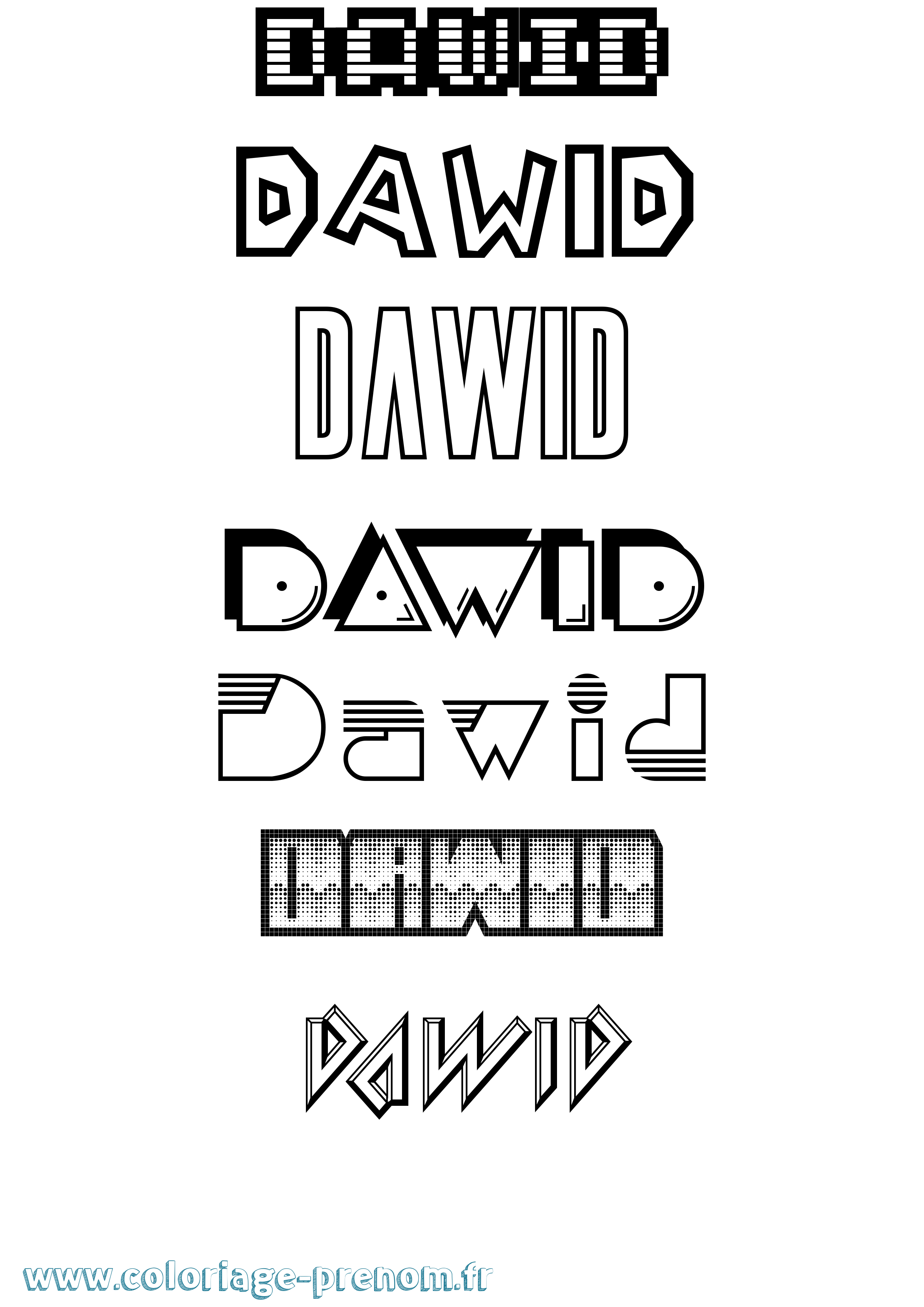 Coloriage prénom Dawid Jeux Vidéos