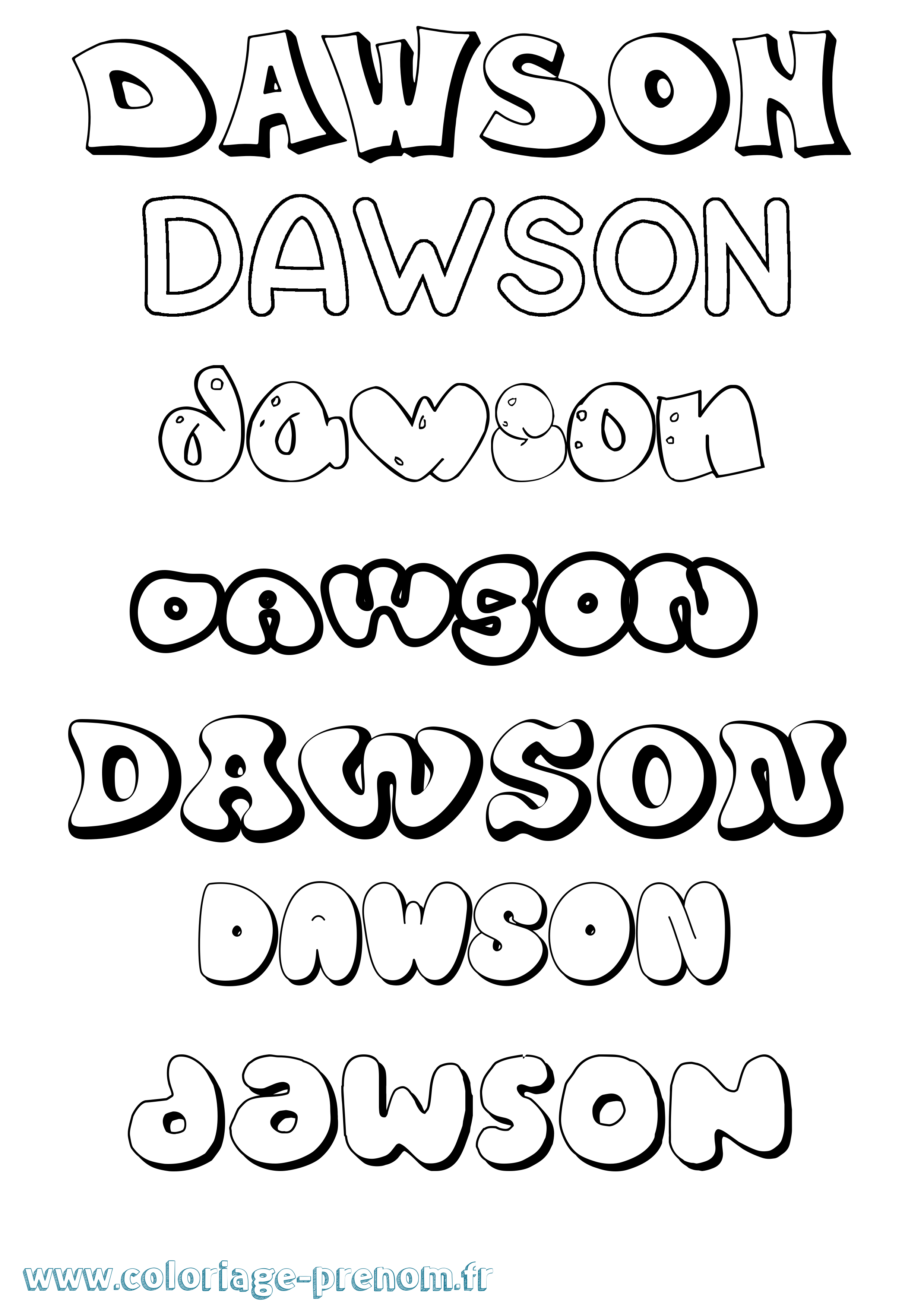 Coloriage Dawson Bubble Coloriage prénom Dawson Bubble