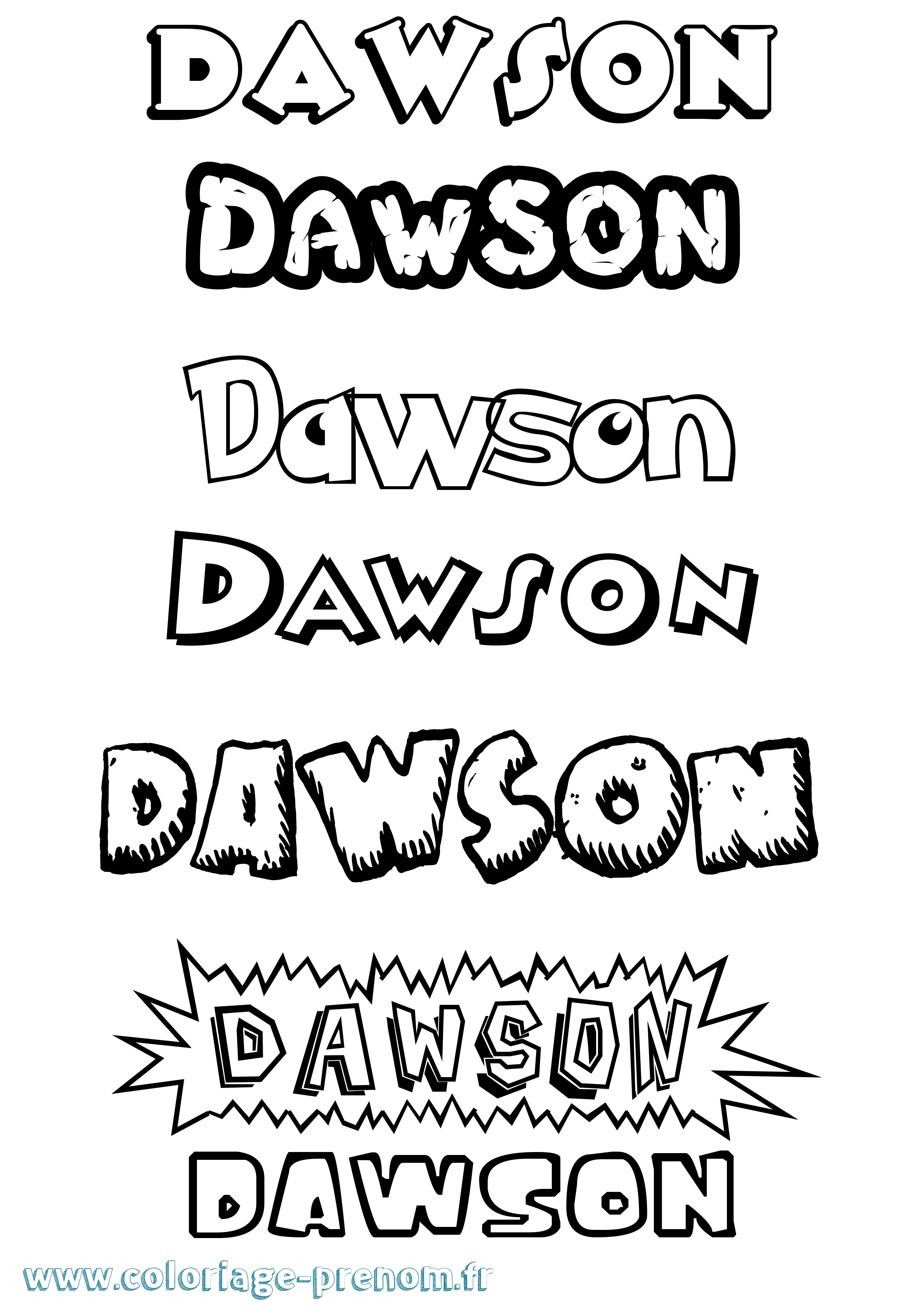 Coloriage Dawson Dessin Animé Coloriage prénom Dawson Dessin Animé