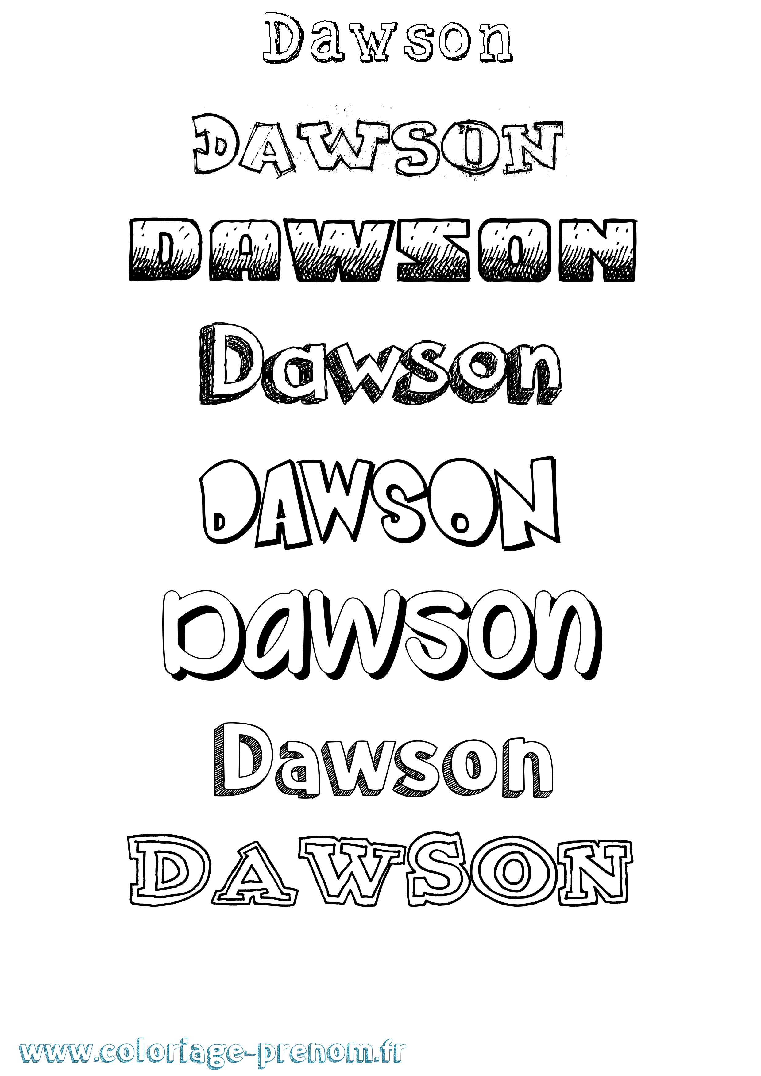 Coloriage Dawson Dessiné Coloriage prénom Dawson Dessiné