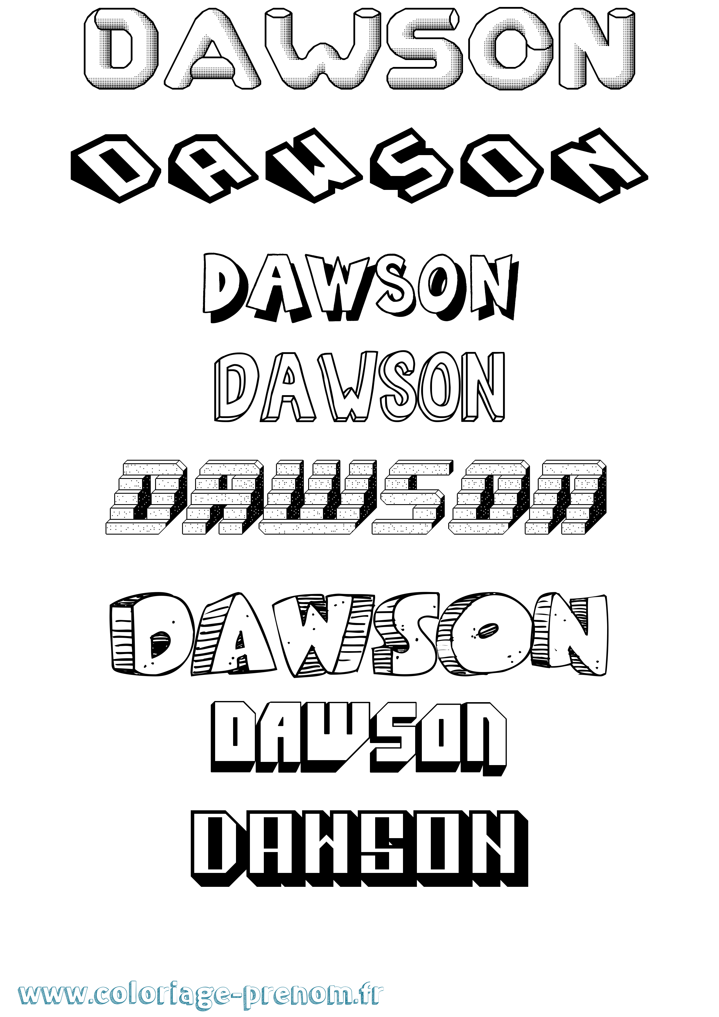Coloriage Dawson Effet 3D Coloriage prénom Dawson Effet 3D