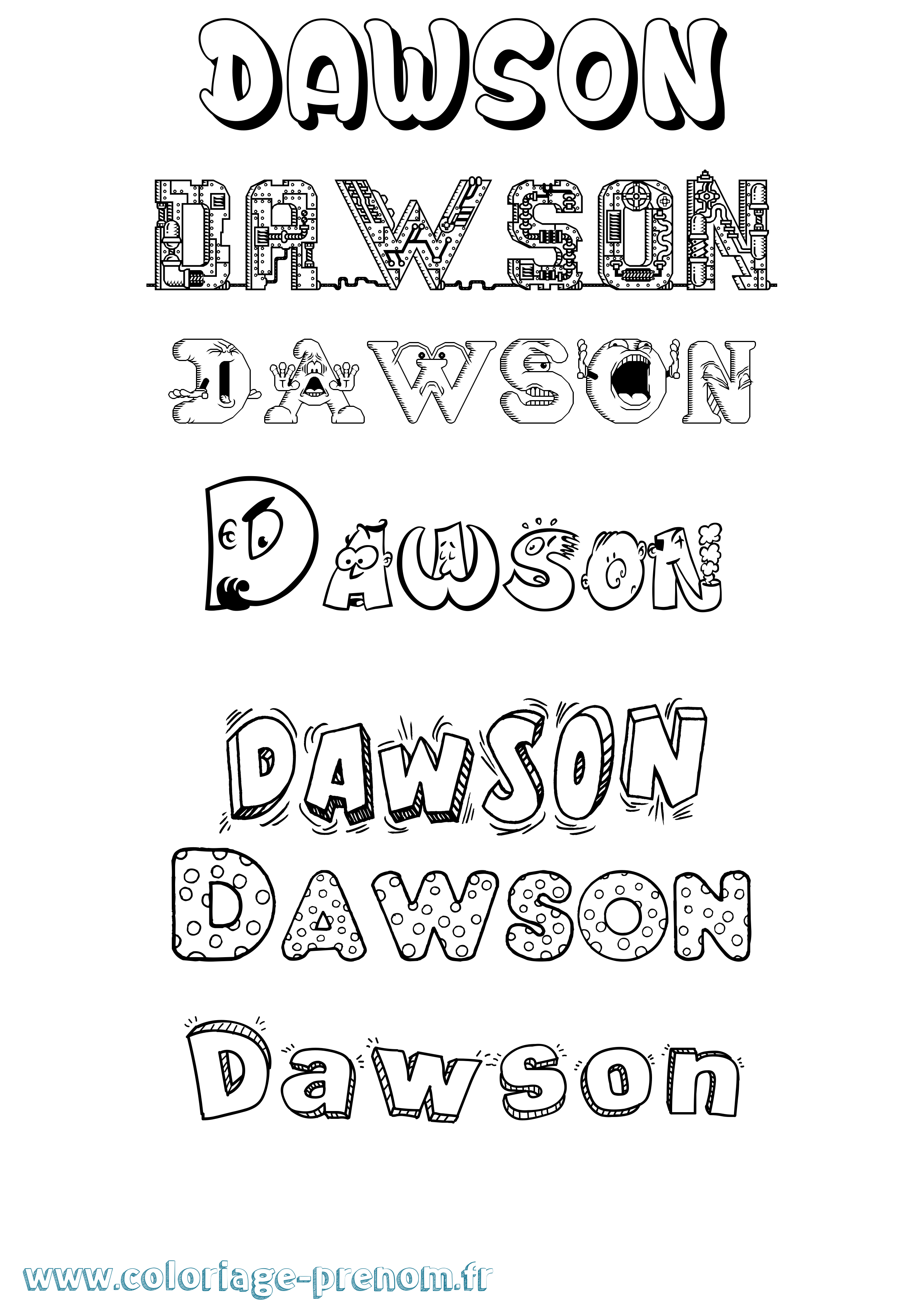 Coloriage Dawson Fun Coloriage prénom Dawson Fun