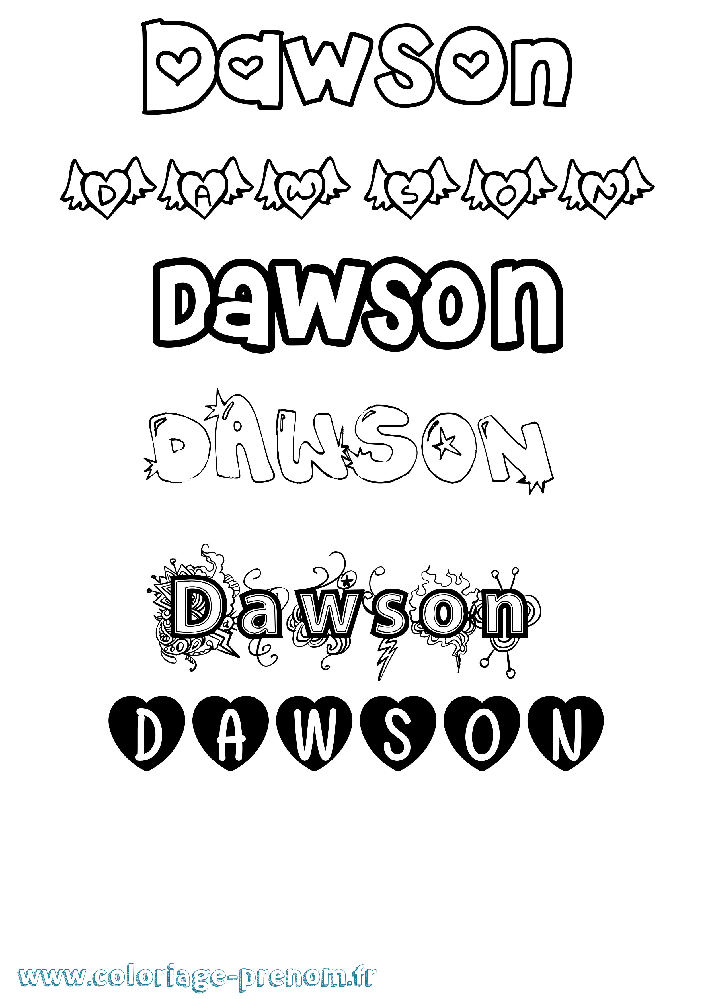Coloriage Dawson Girly Coloriage prénom Dawson Girly