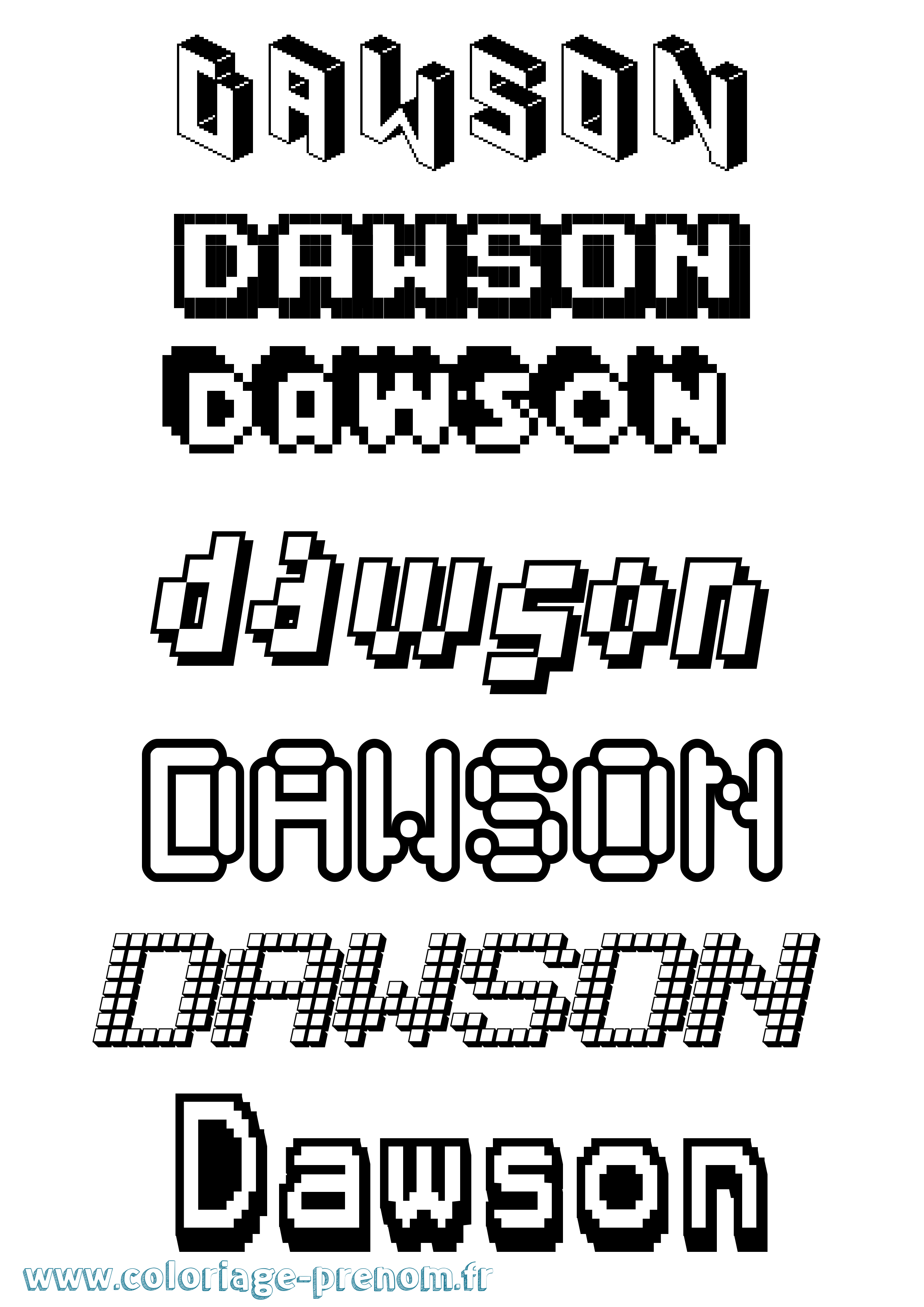 Coloriage Dawson Pixel Coloriage prénom Dawson Pixel