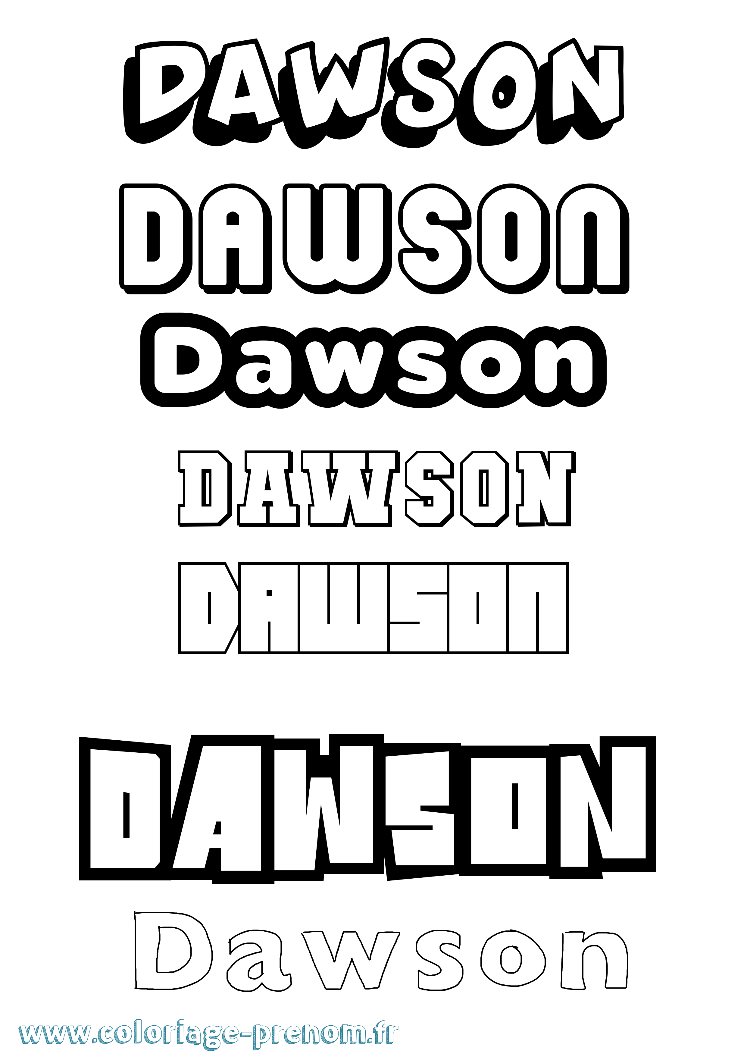Coloriage Dawson Simple Coloriage prénom Dawson Simple