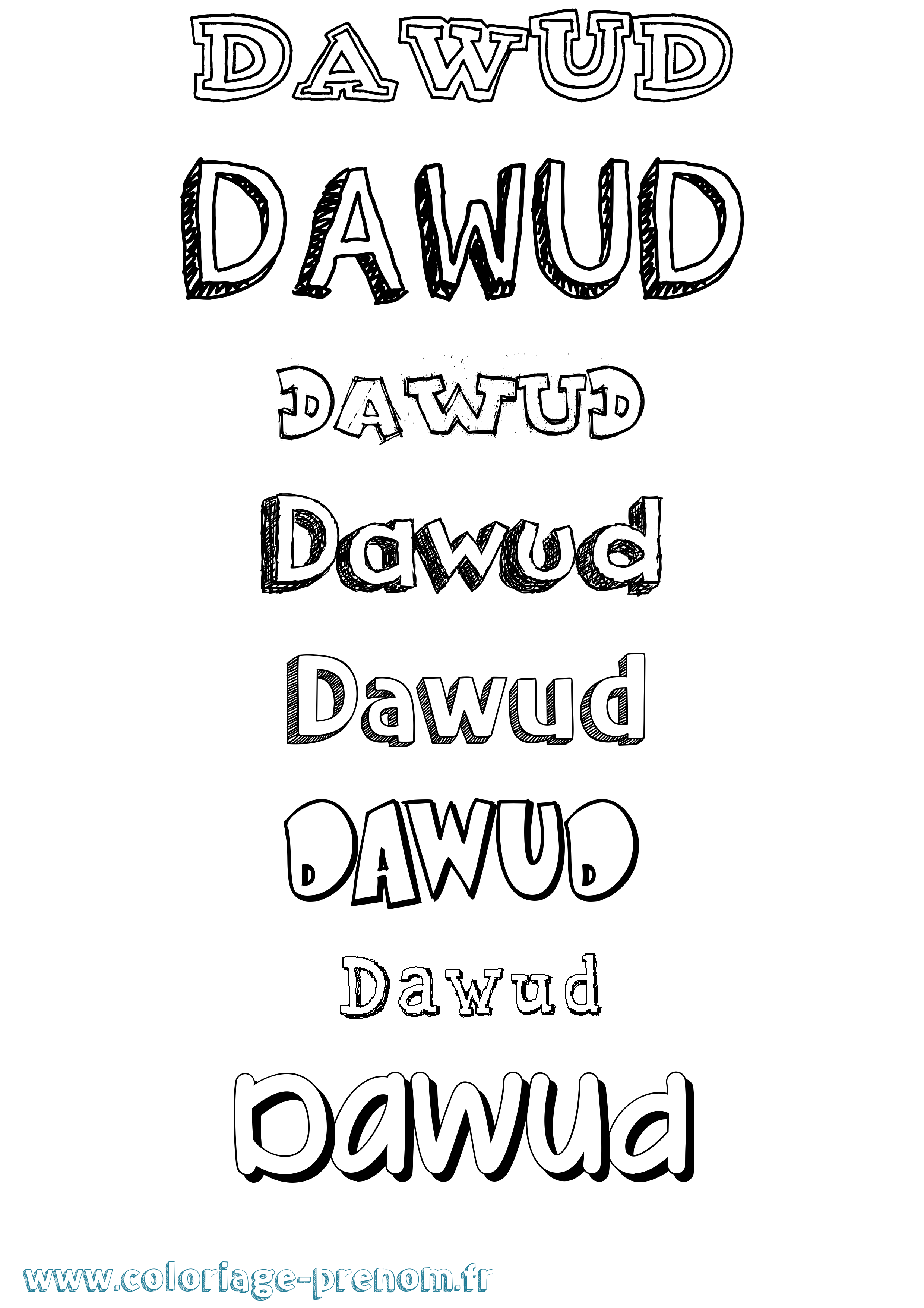 Coloriage prénom Dawud Dessiné