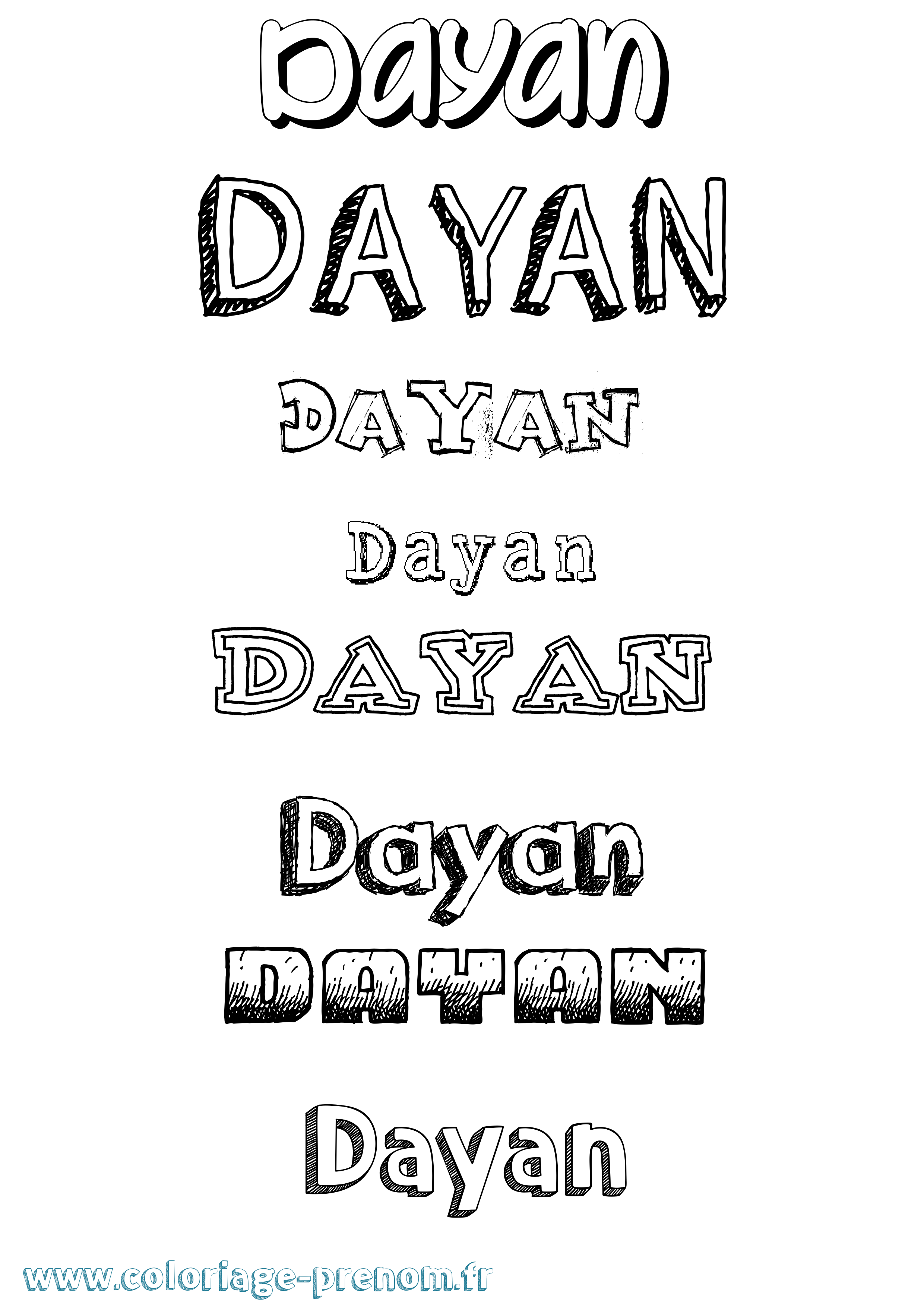 Coloriage prénom Dayan Dessiné