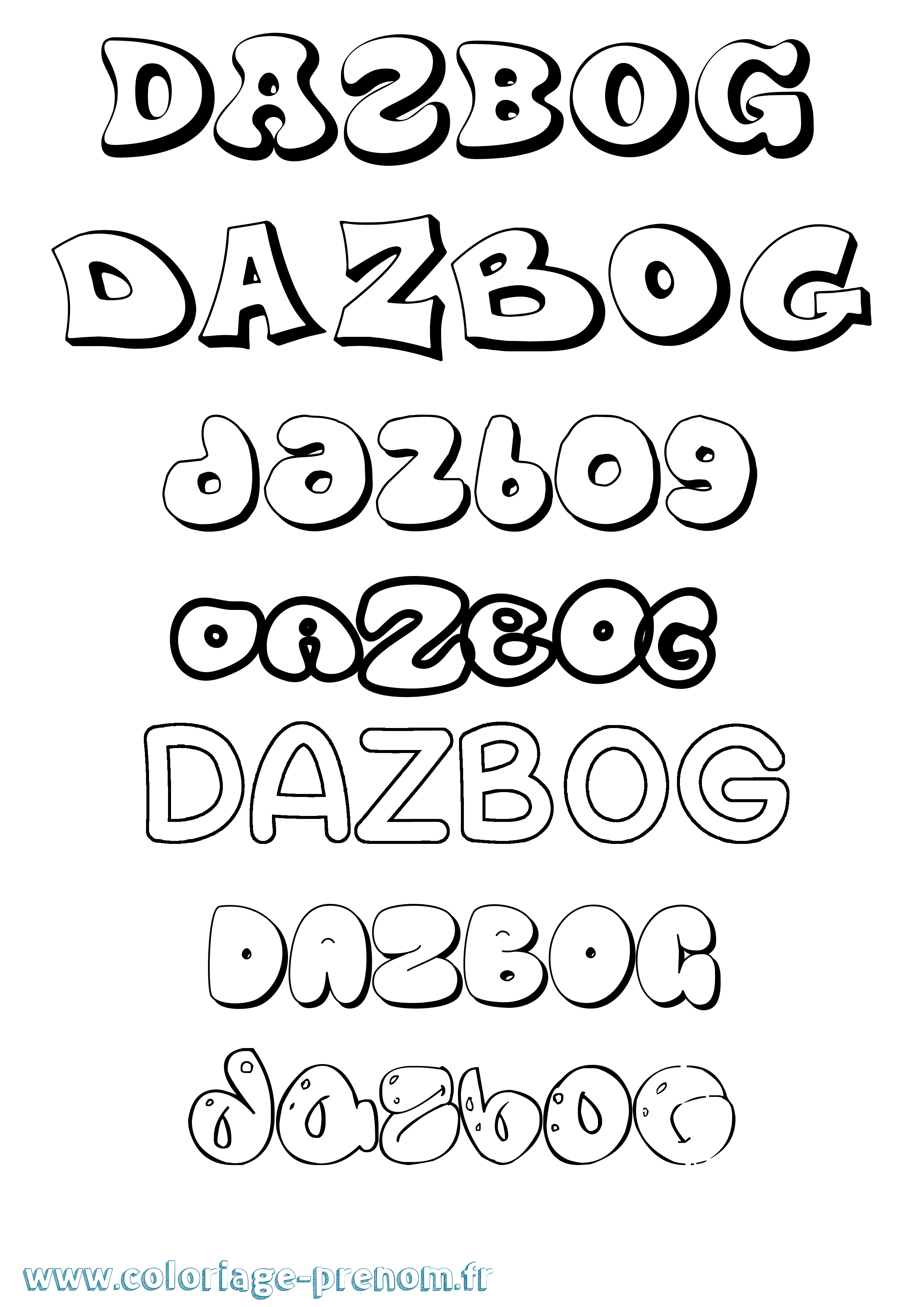 Coloriage Dazbog Bubble Coloriage prénom Dazbog Bubble