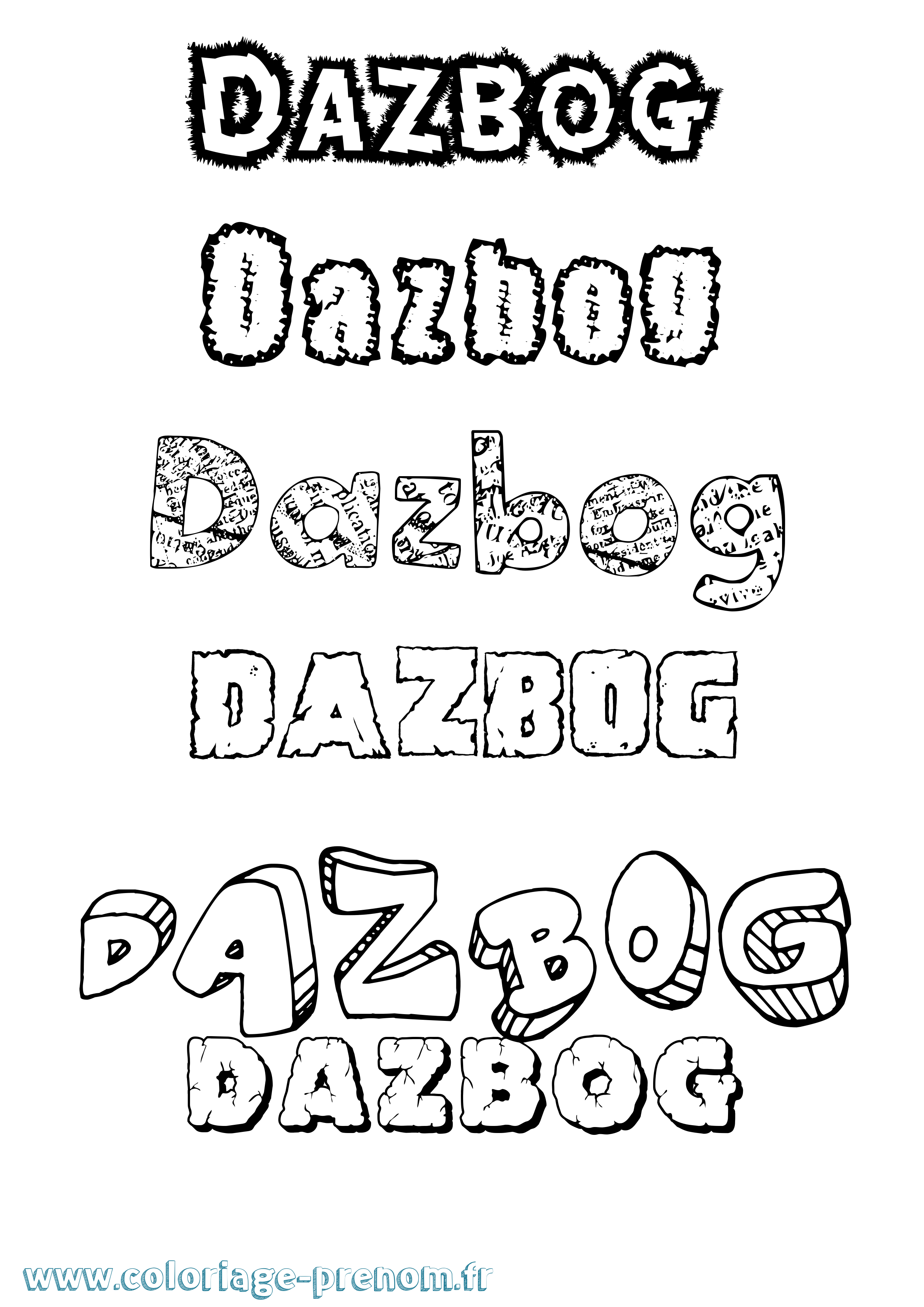 Coloriage Dazbog Destructuré Coloriage prénom Dazbog Destructuré