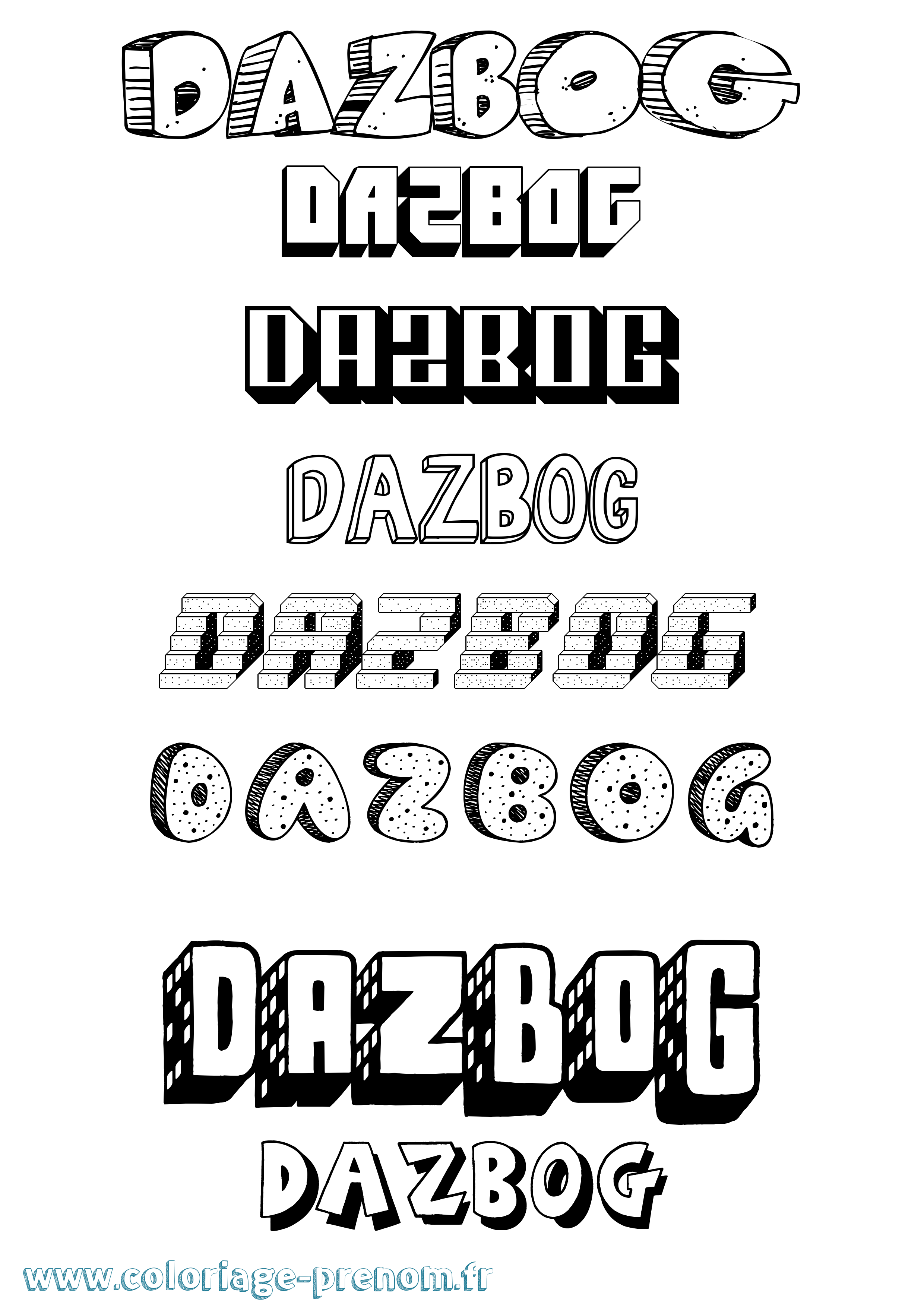 Coloriage Dazbog Effet 3D Coloriage prénom Dazbog Effet 3D
