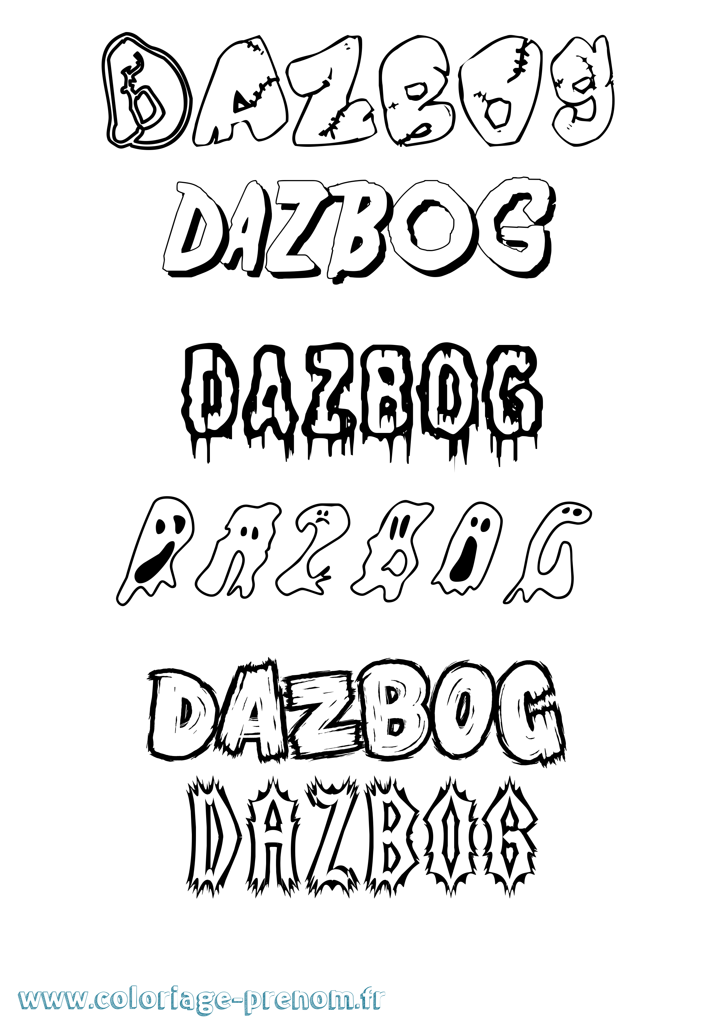 Coloriage Dazbog Frisson Coloriage prénom Dazbog Frisson
