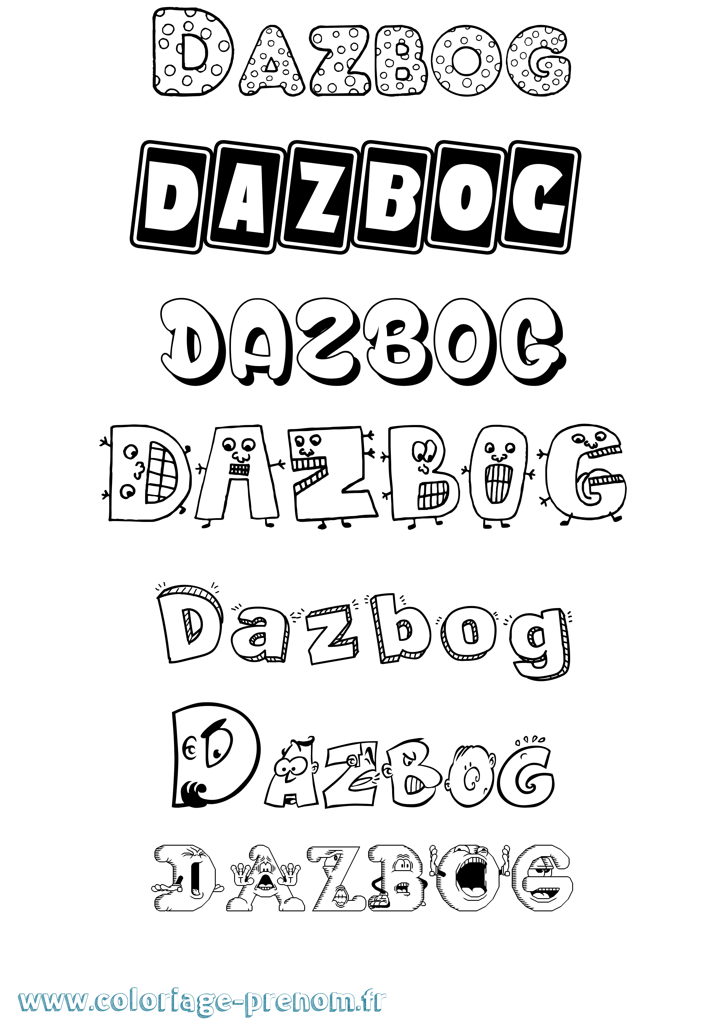 Coloriage Dazbog Fun Coloriage prénom Dazbog Fun